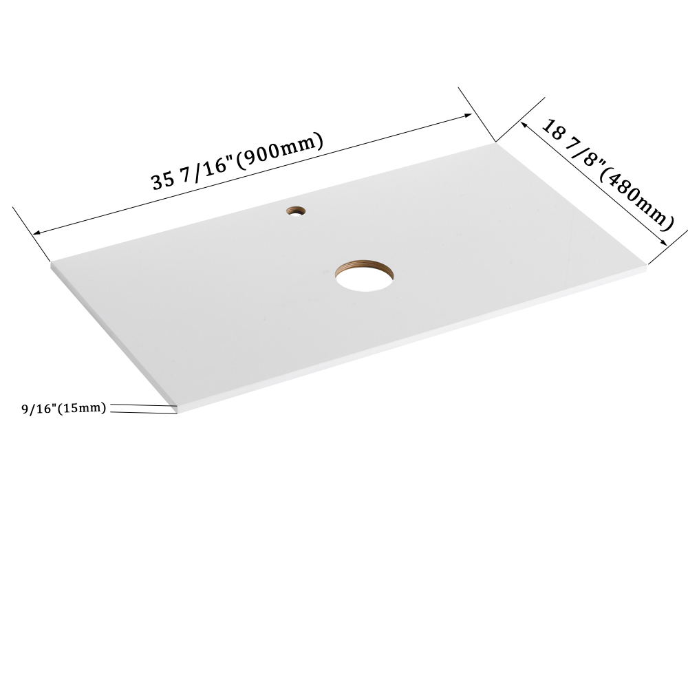 36'' Wall-Mounted Bathroom Vanity with White Art Ceramic Sink & 1-Soft-Close Drawer