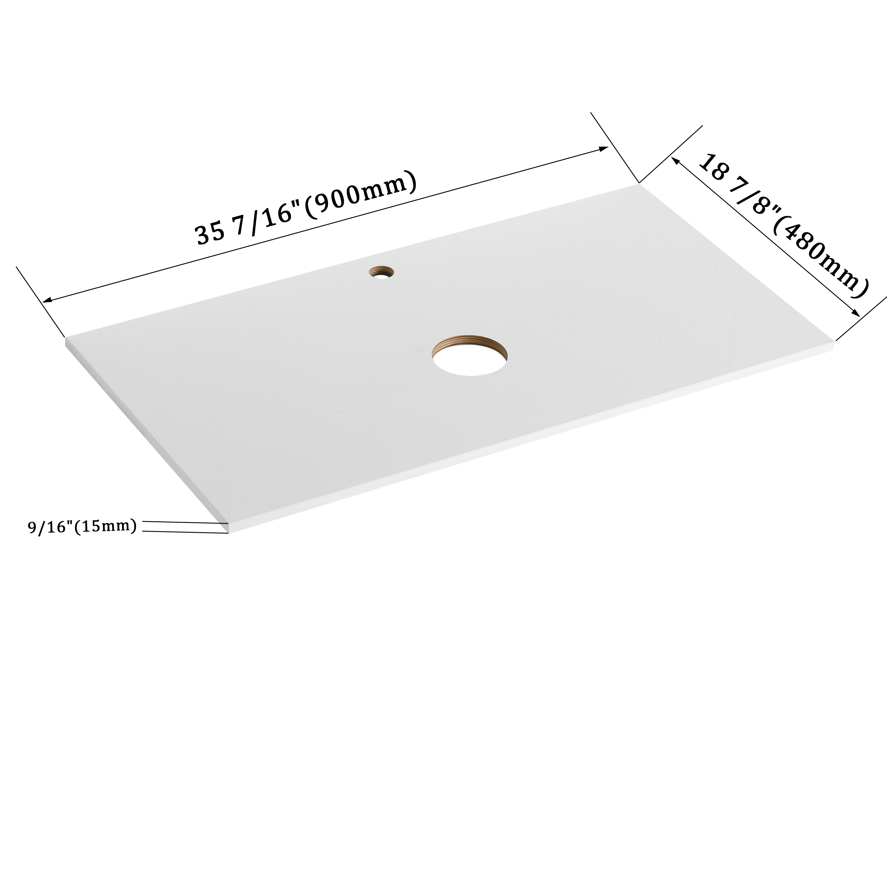 36'' Wall-Mounted Bathroom Vanity with Pink Art Ceramic Sink & 1-Soft-Close Drawer, Plywood