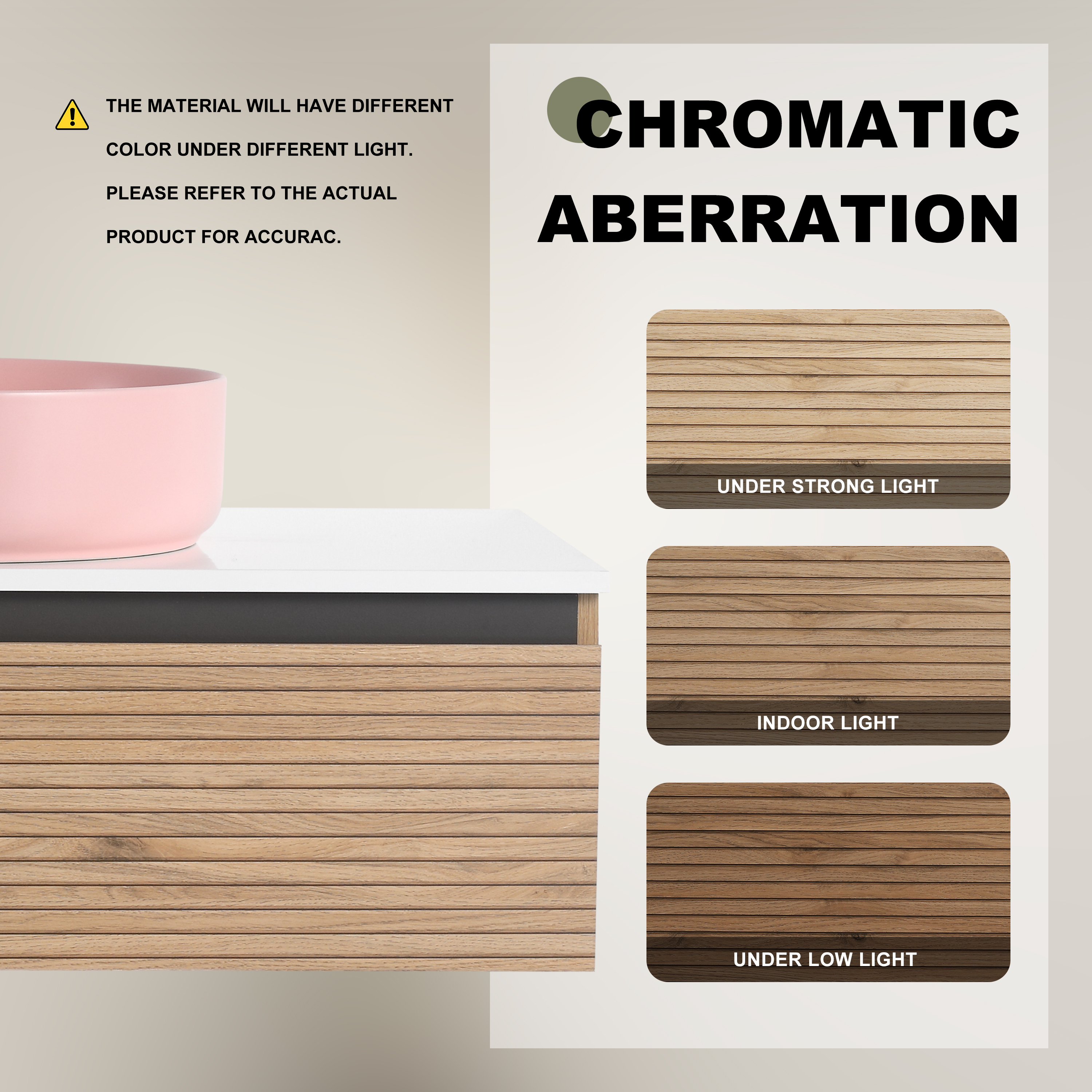 36'' Wall-Mounted Bathroom Vanity with Pink Art Ceramic Sink & 1-Soft-Close Drawer, Plywood