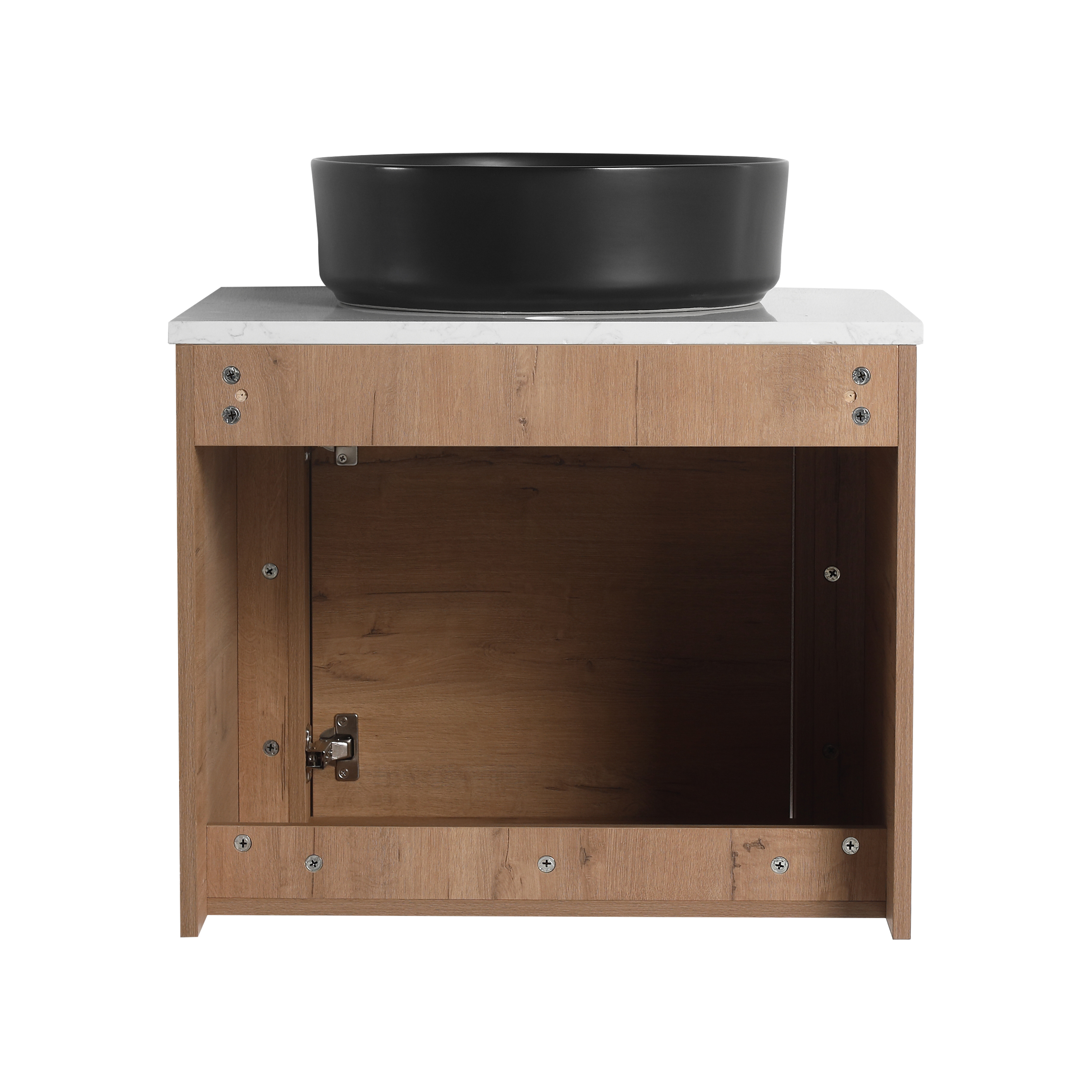 24'' Wall-Mounted Bathroom Vanity With Ceramic Art Sink & 1-Soft-Close Door, KD-Packing, Plywood