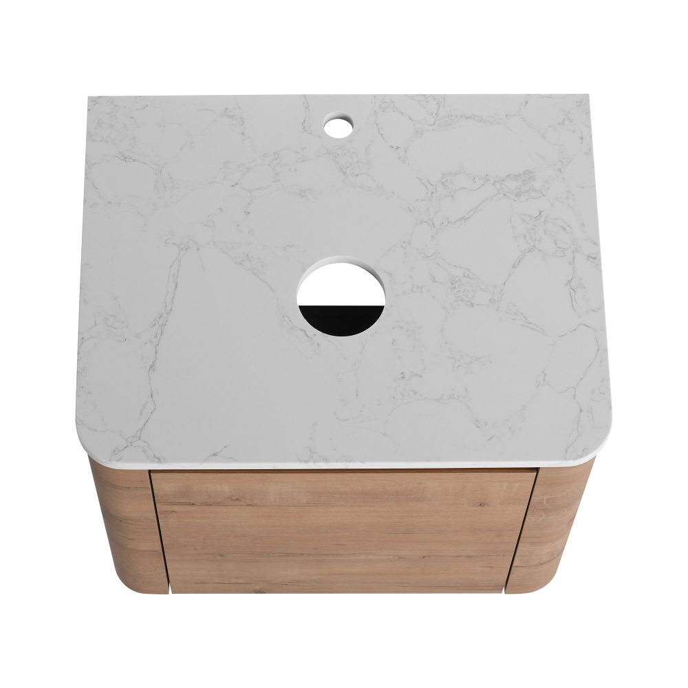 48'' Wall-Mounted Bathroom Vanity With Ceramic Art Sink, and 2-Storage Shelves, Soft-Close Door, KD-Packing, Plywood