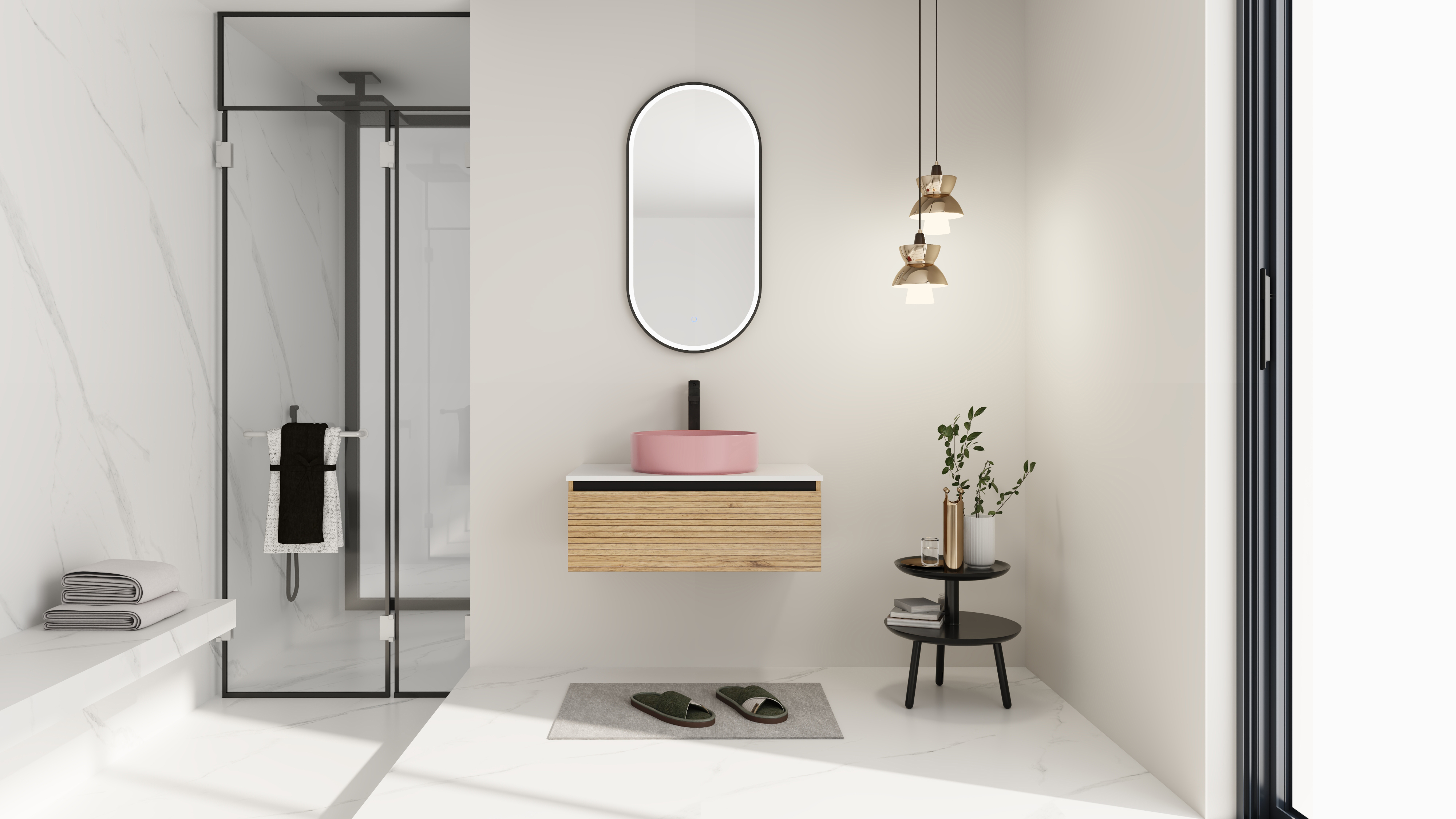 30'' Wall-Mounted Bathroom Vanity with Pink Art Ceramic Sink & 1-Soft-Close Drawer, Plywood