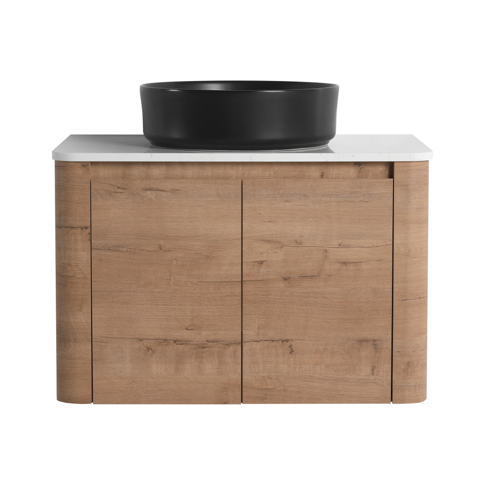 30'' Wall-Mounted Bathroom Vanity With Ceramic Art Sink & 2-Soft-Close Door, KD-Packing, Plywood