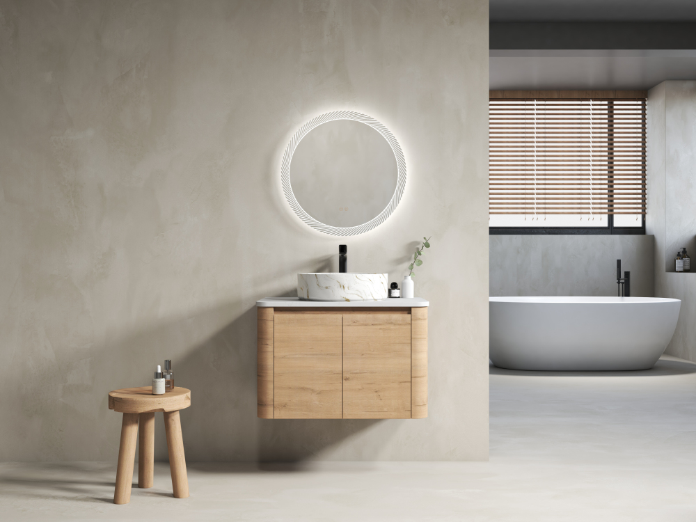 30'' Wall-Mounted Bathroom Vanity With Ceramic Art Sink & 2-Soft-Close Door, KD-Packing, Plywood