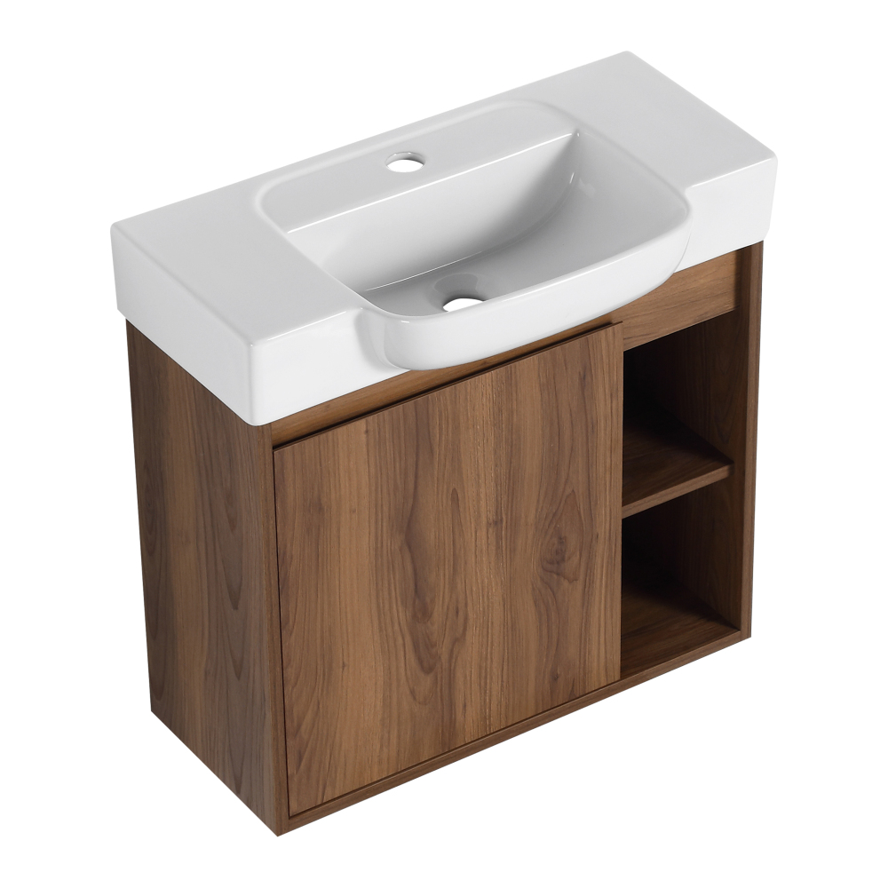 24'' Wall-Mounted Bathroom Vanity with White Ceramic Sink & Soft-Close Door