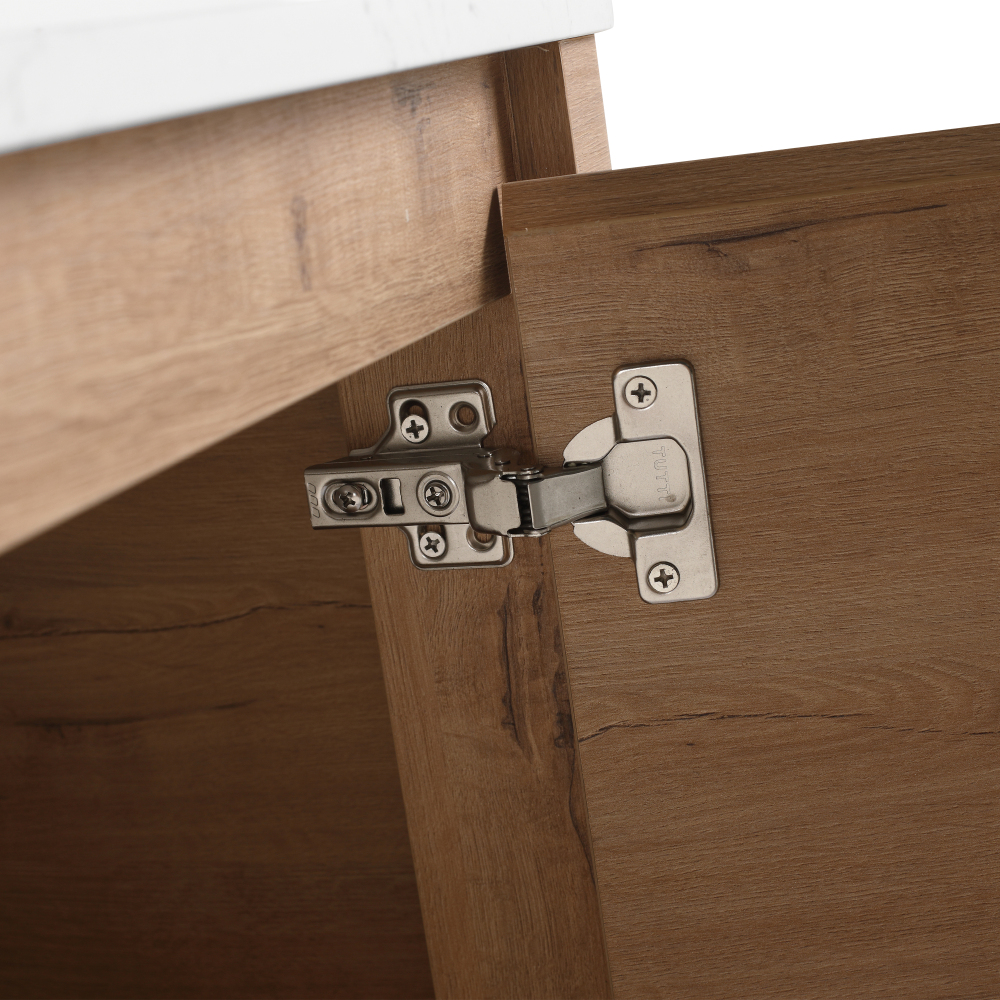30'' Wall-Mounted Bathroom Vanity With Ceramic Art Sink & 2-Soft-Close Door, KD-Packing, Plywood