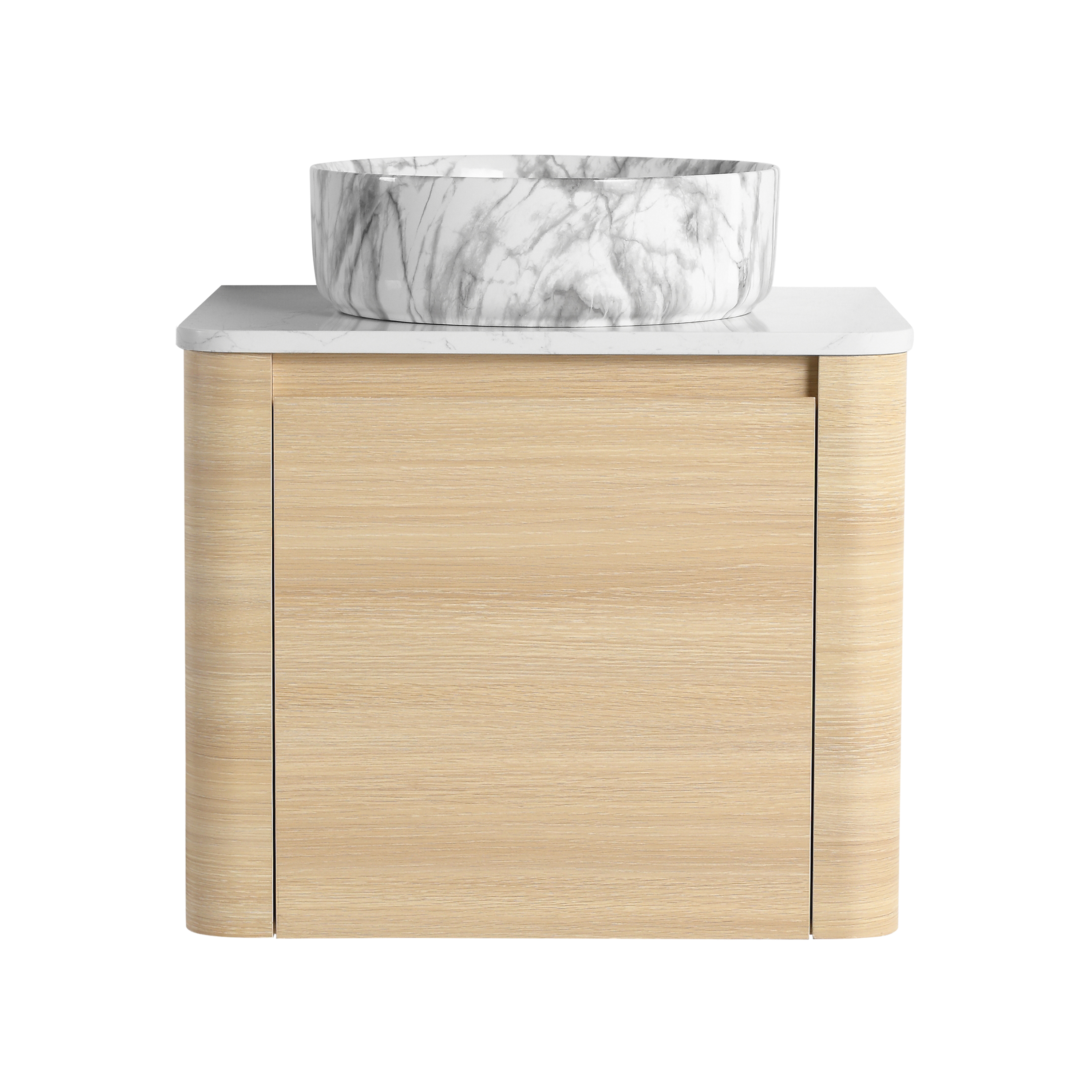 24'' Wall-Mounted Bathroom Vanity With Ceramic Art Sink & 1-Soft-Close Door, KD-Packing, Plywood