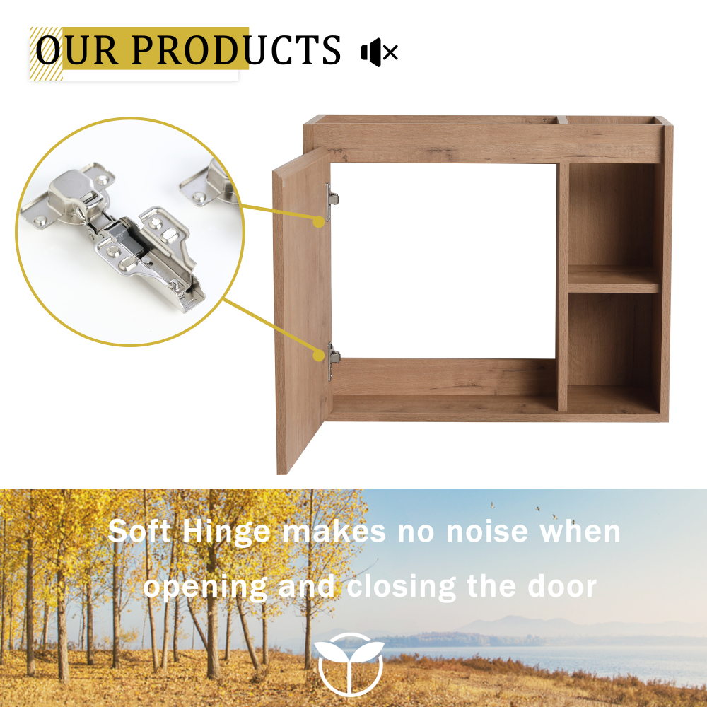 24'' Wall-Mounted Bathroom Vanity with White Ceramic Sink & Soft-Close Door