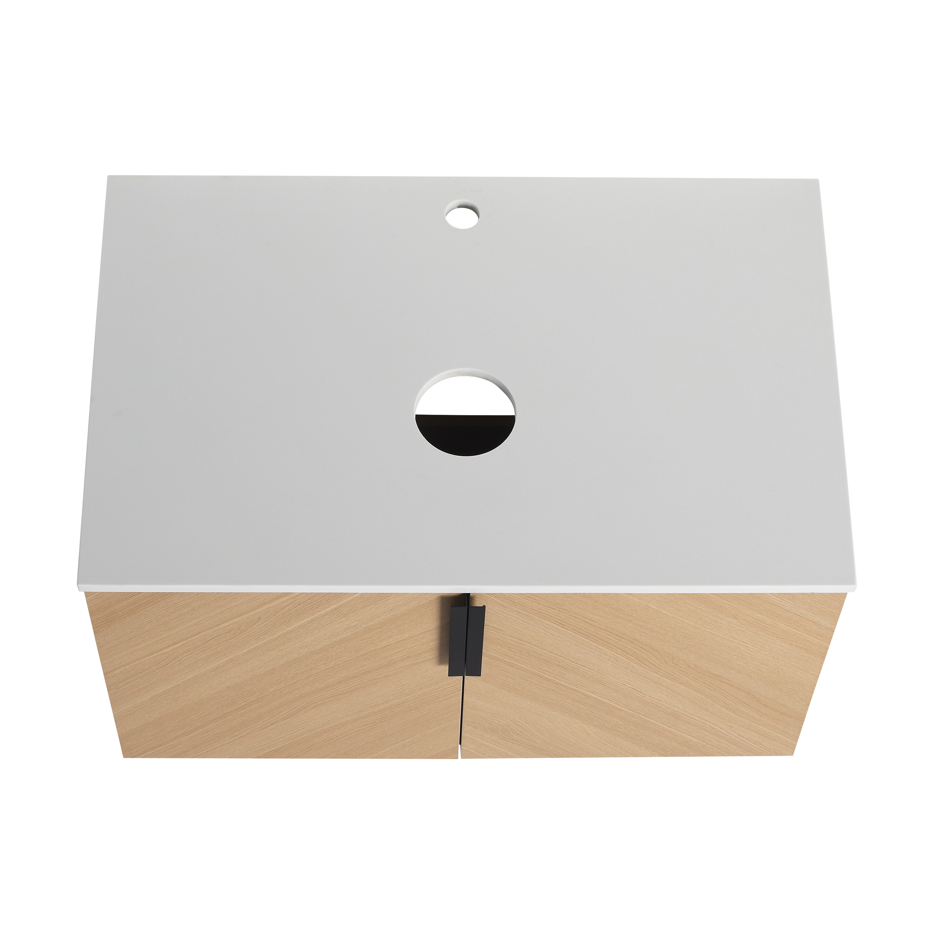 30" Bathroom Vanity With Top Artificial Stone Slab, 2-Soft Close Door, Wall-Mounted Mounting Design, KD-Packing (Vanity Only, Without Sink)