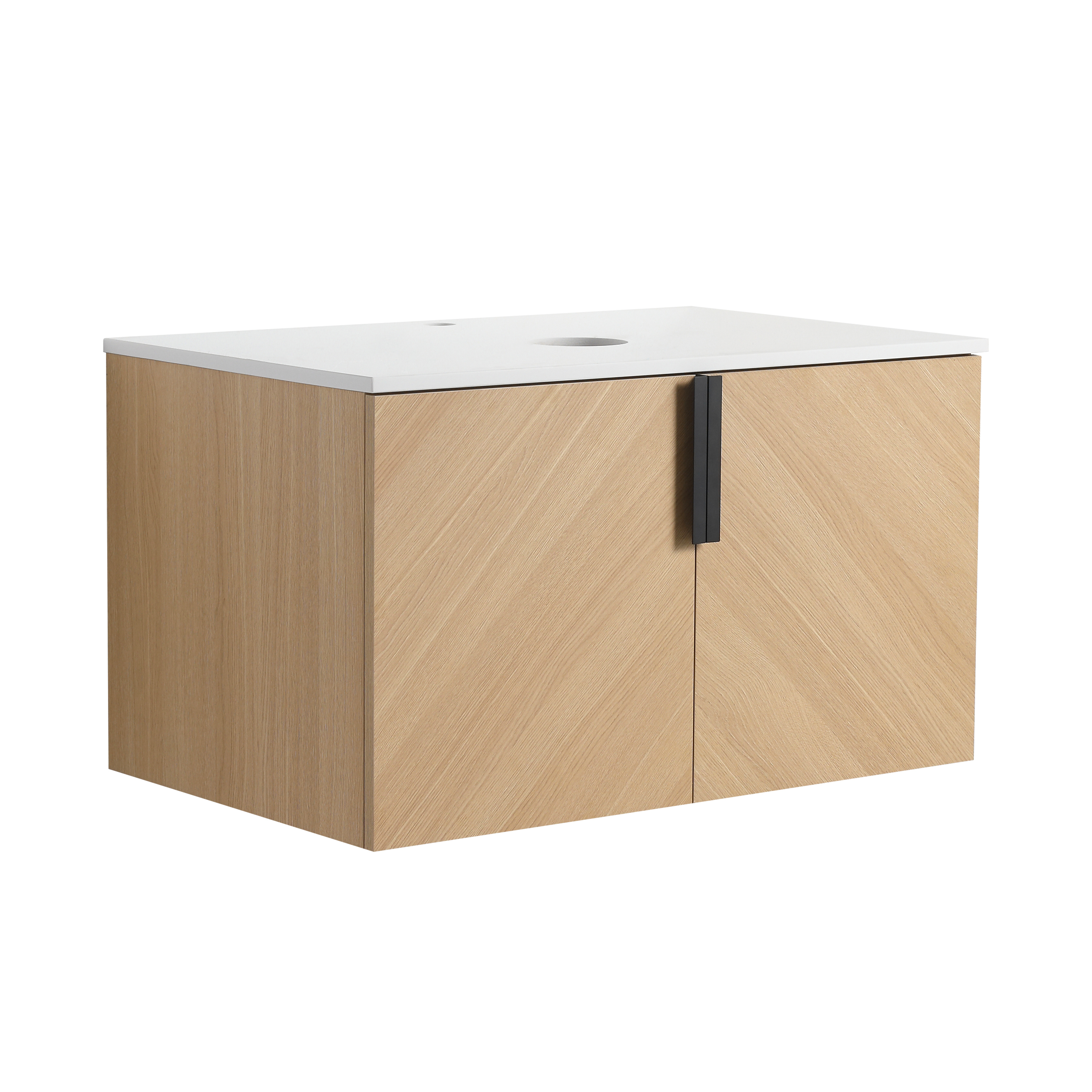 30" Bathroom Vanity With Top Artificial Stone Slab, 2-Soft Close Door, Wall-Mounted Mounting Design, KD-Packing (Vanity Only, Without Sink)