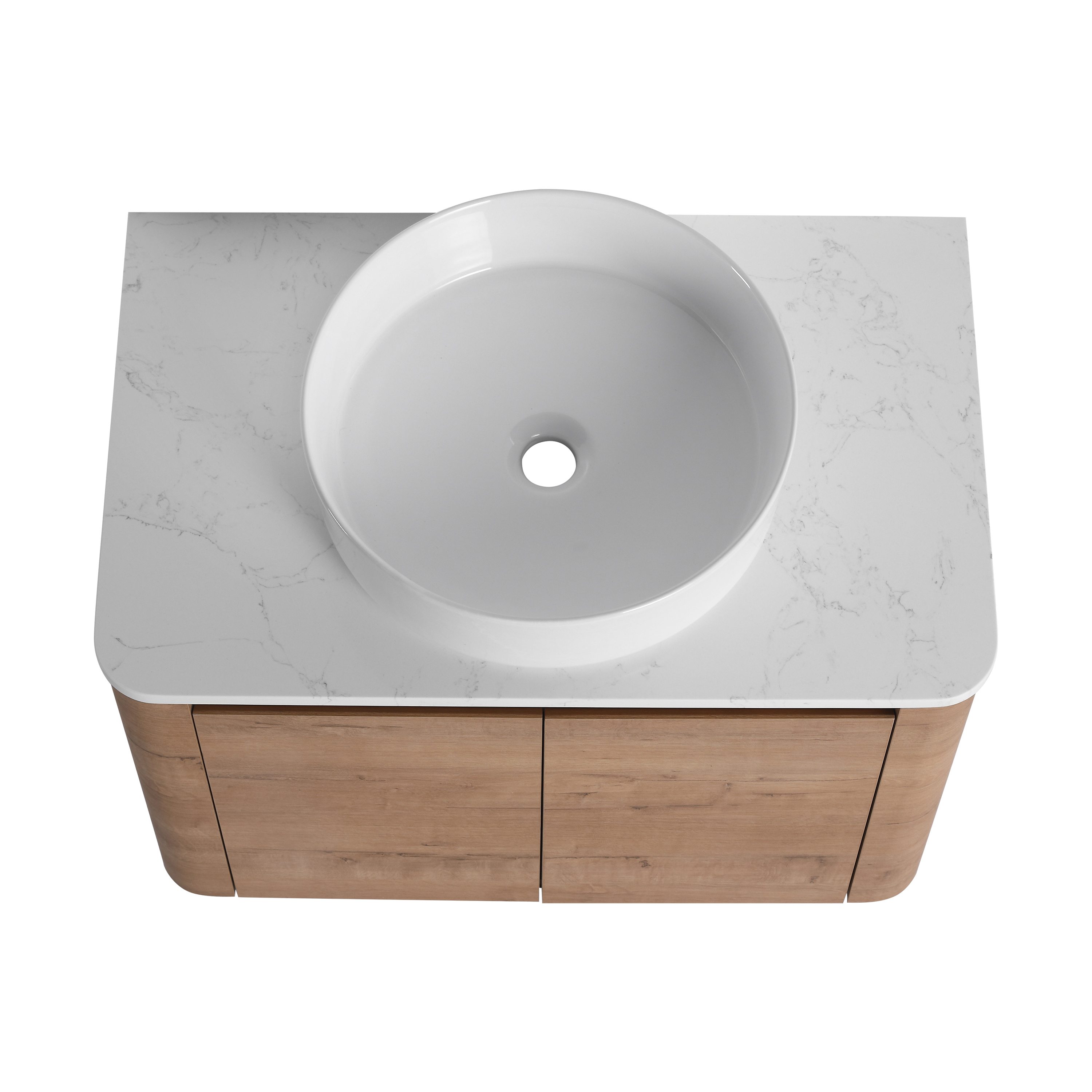 72'' Wall-Mounted Bathroom Vanity With Ceramic Art Sink, and 1-Storage Shelves, 4-Soft-Close Door, KD-Packing, Plywood