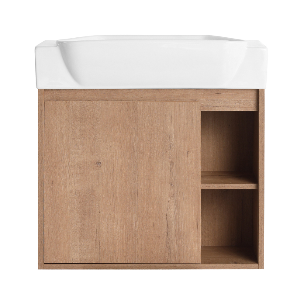 24'' Wall-Mounted Bathroom Vanity with White Ceramic Sink & Soft-Close Door