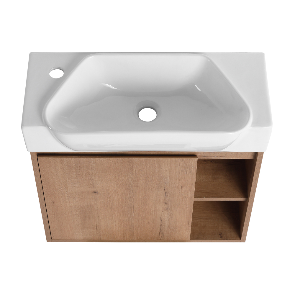24'' Wall-Mounted Bathroom Vanity with White Ceramic Sink & Soft-Close Door