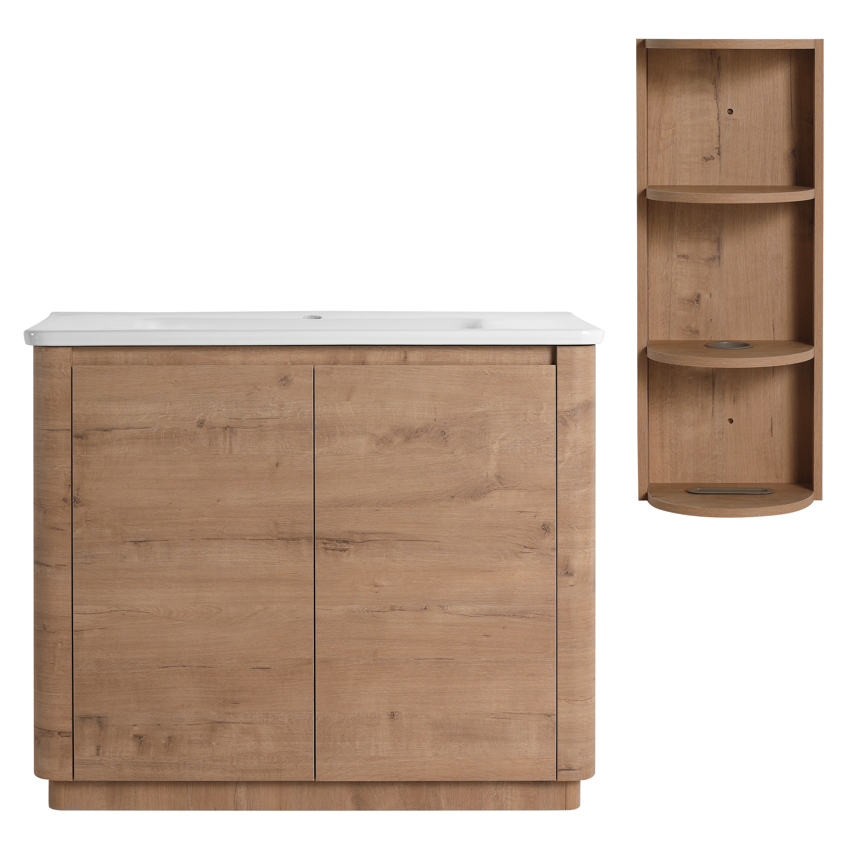 40'' Freestanding Bathroom Vanity with Ceramic Sink & 2-Soft-Close Door and Storage Rack, KD-Packing, Plywood