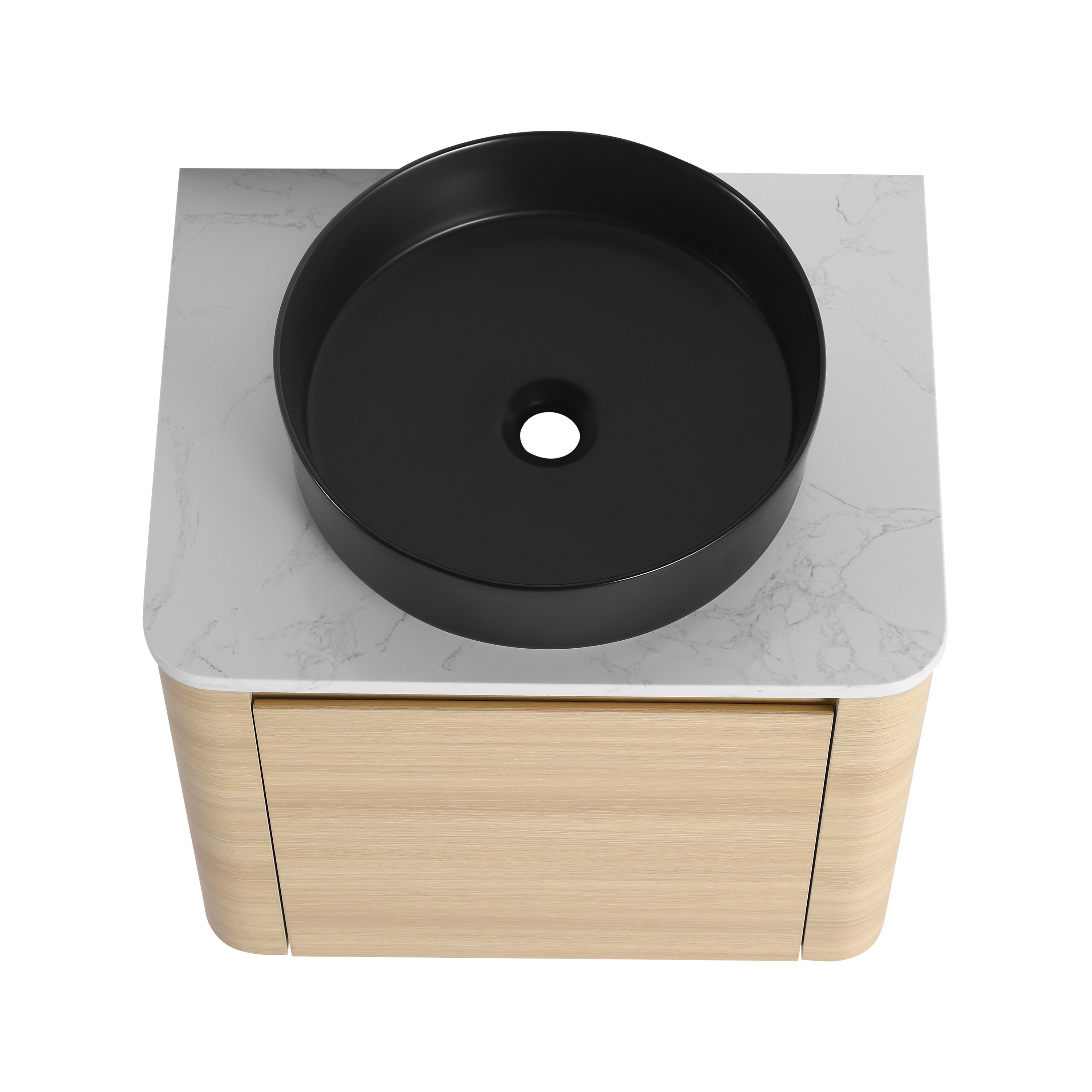 24'' Wall-Mounted Bathroom Vanity With Ceramic Art Sink & 1-Soft-Close Door, KD-Packing, Plywood