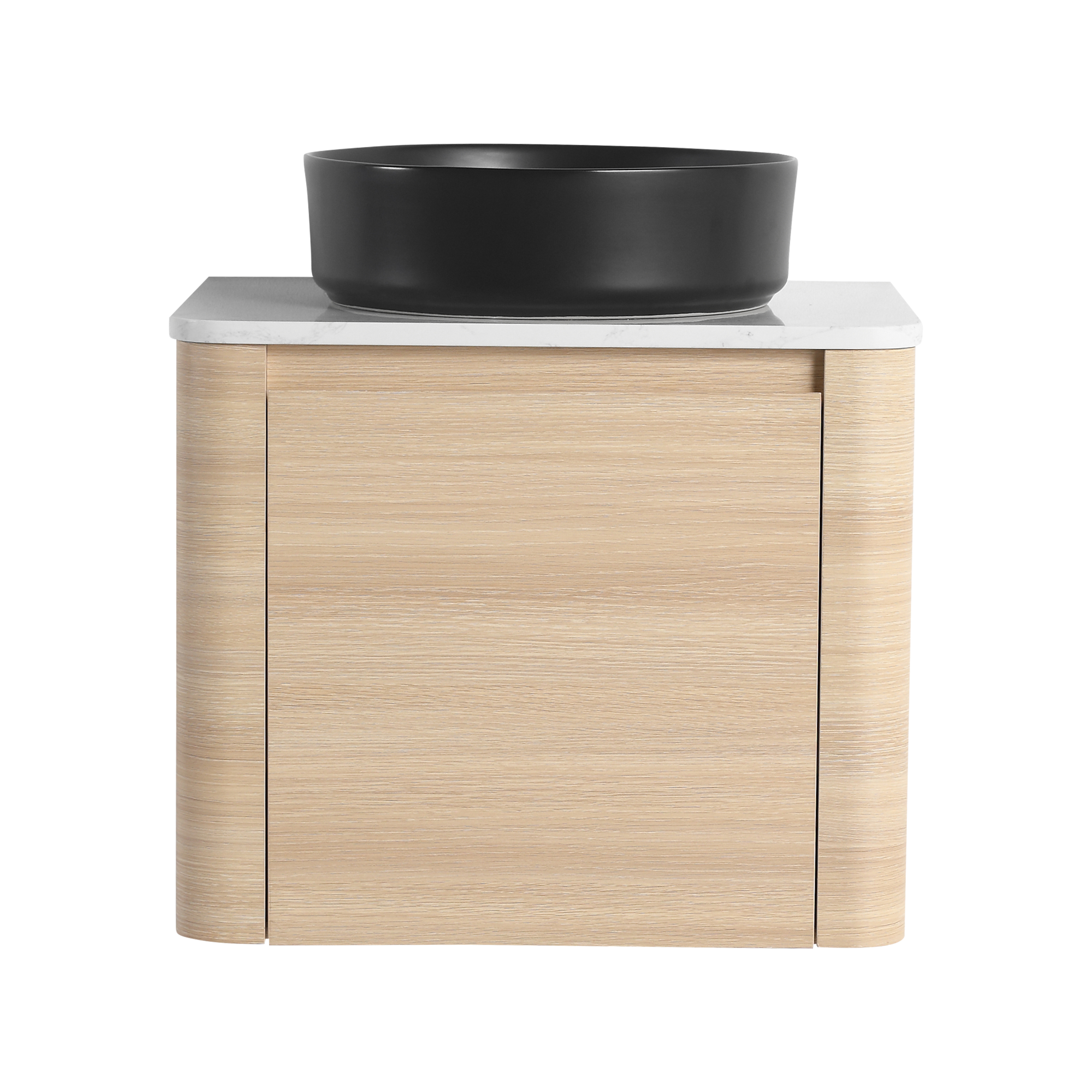 24'' Wall-Mounted Bathroom Vanity With Ceramic Art Sink & 1-Soft-Close Door, KD-Packing, Plywood