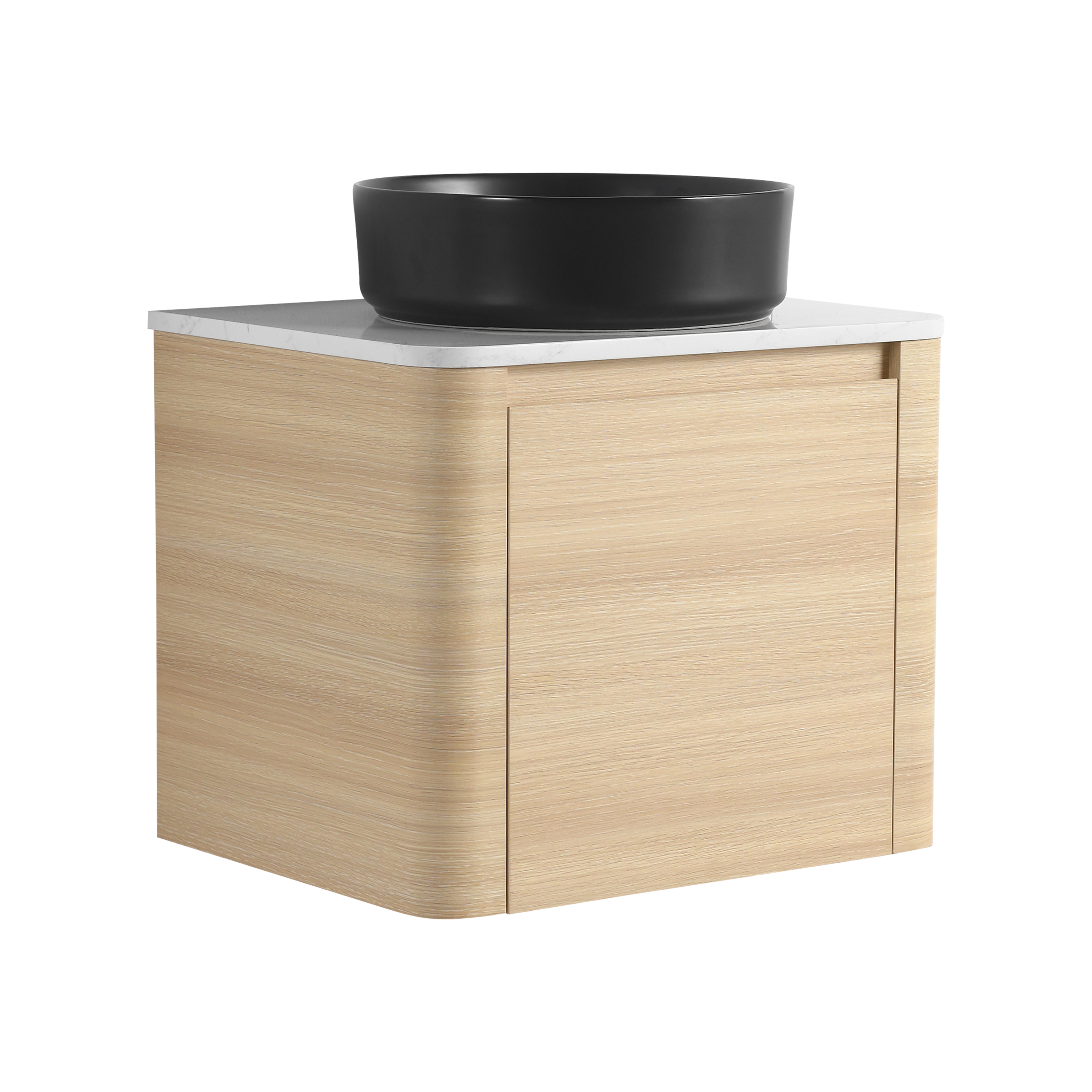 24'' Wall-Mounted Bathroom Vanity With Ceramic Art Sink & 1-Soft-Close Door, KD-Packing, Plywood