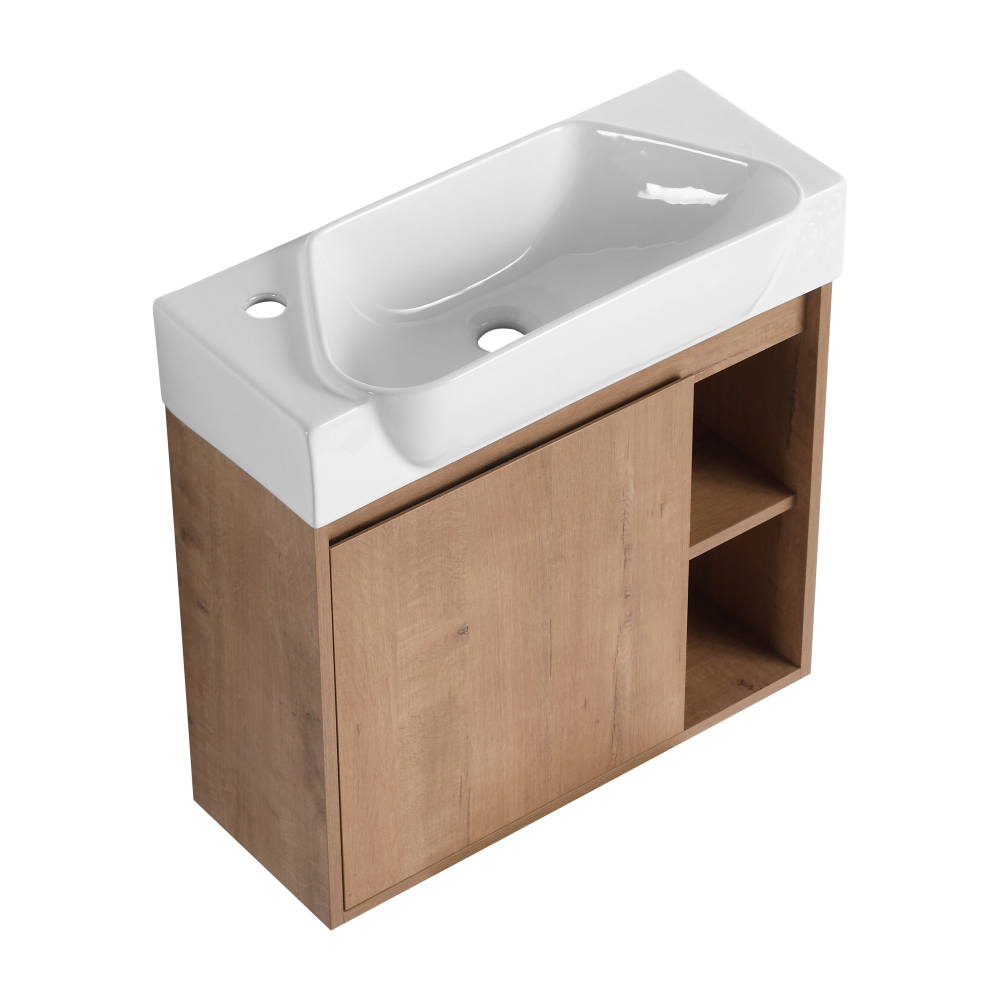 24'' Wall-Mounted Bathroom Vanity with White Ceramic Sink & Soft-Close Door