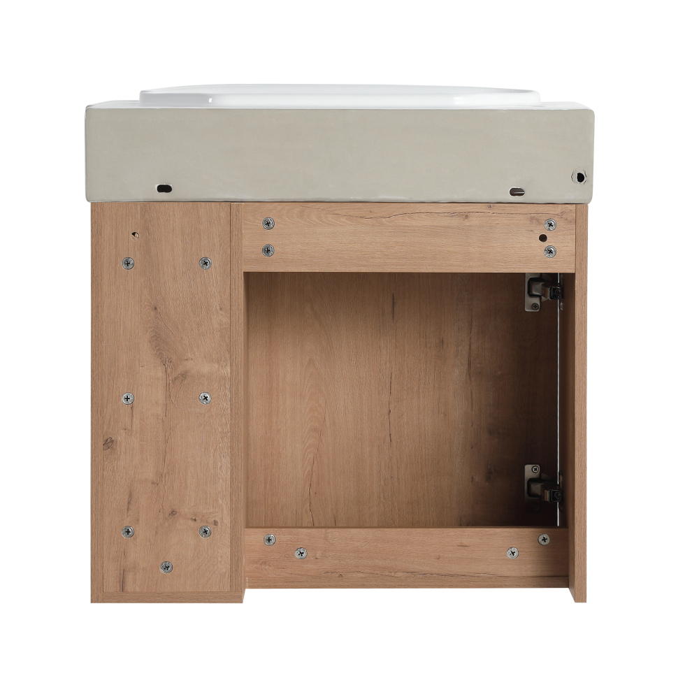 24'' Wall-Mounted Bathroom Vanity with White Ceramic Sink & Soft-Close Door