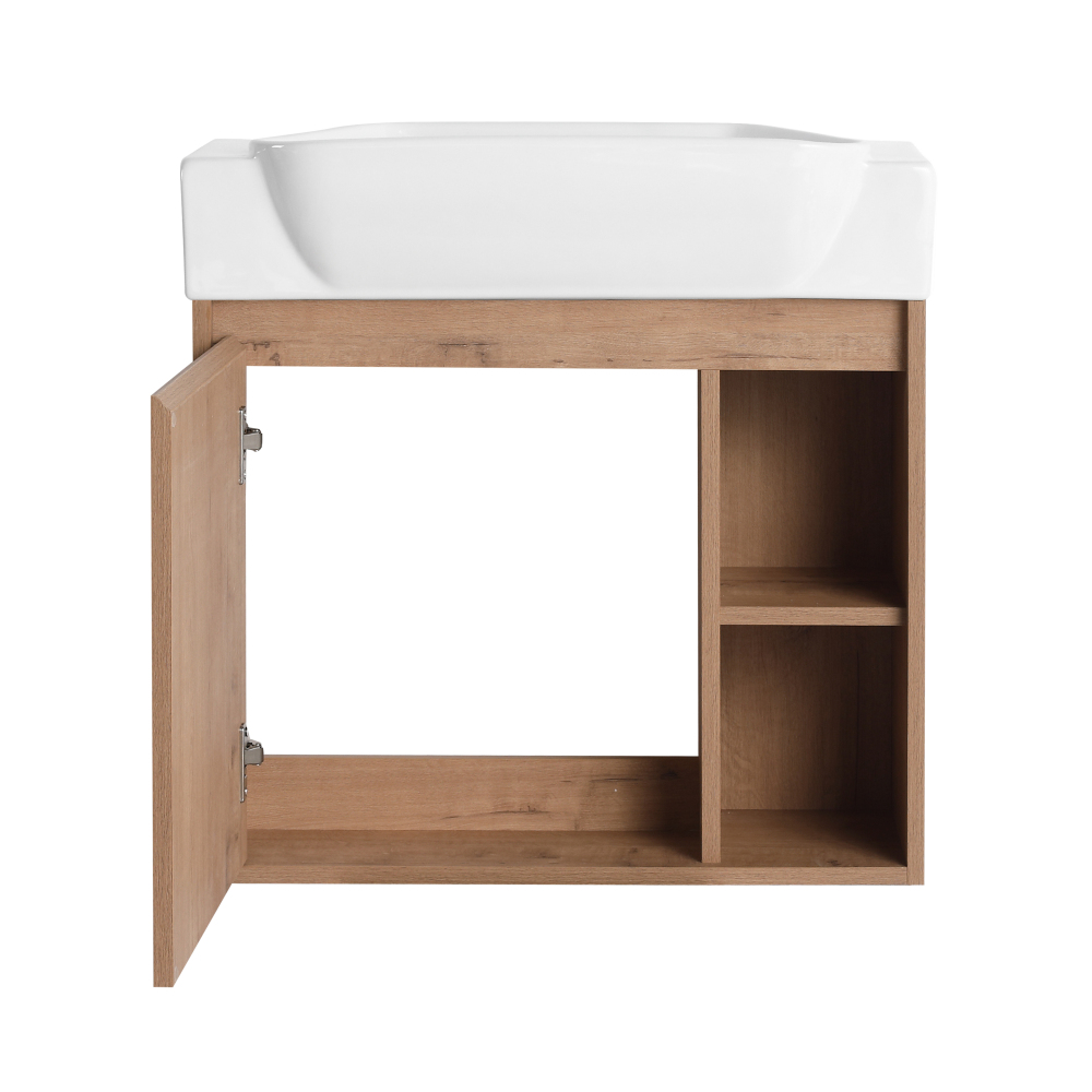 24'' Wall-Mounted Bathroom Vanity with White Ceramic Sink & Soft-Close Door