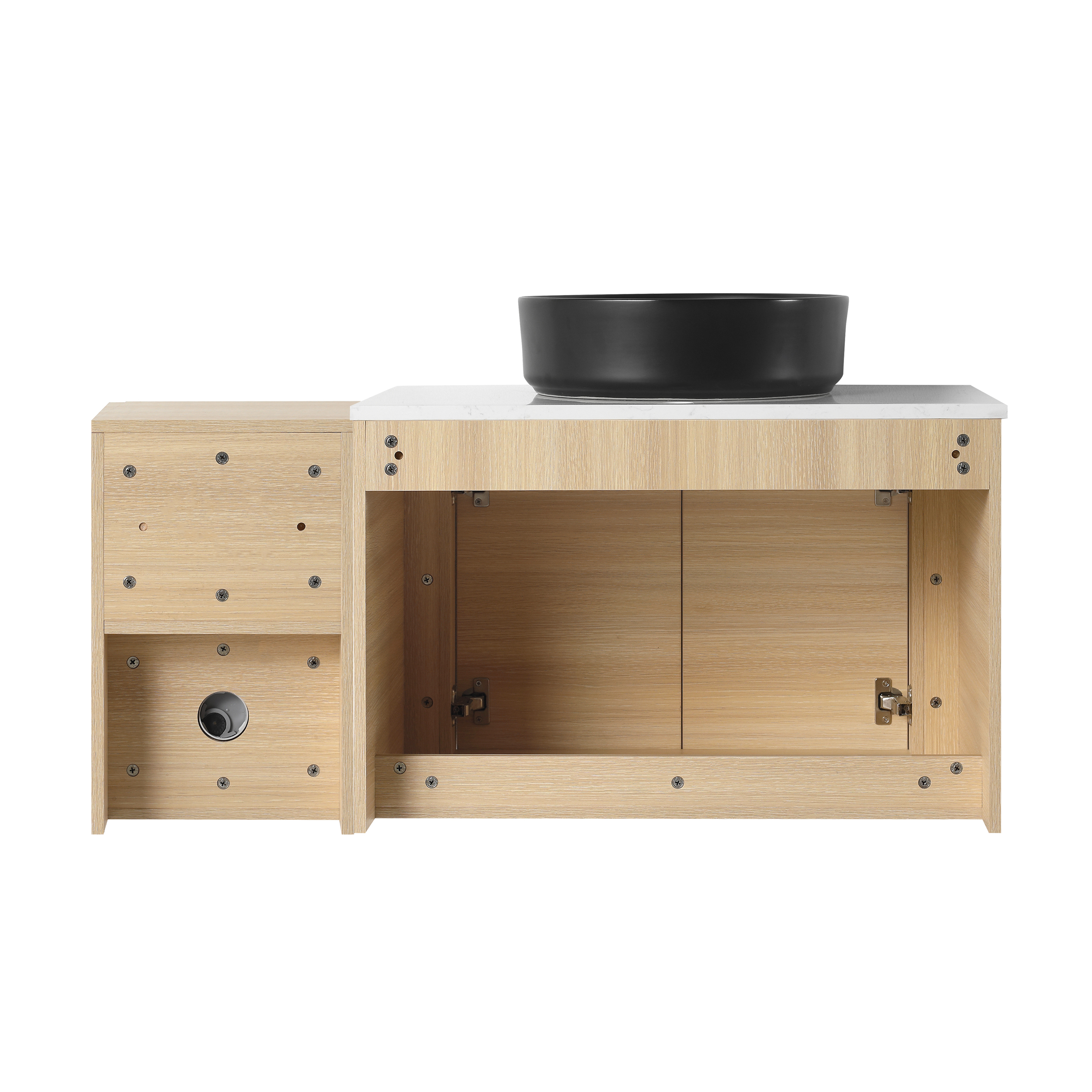 42'' Wall-Mounted black Bathroom Vanity With Ceramic Art Sink, and 1-Storage Shelves, 2-Soft-Close Door, KD-Packing, Plywood