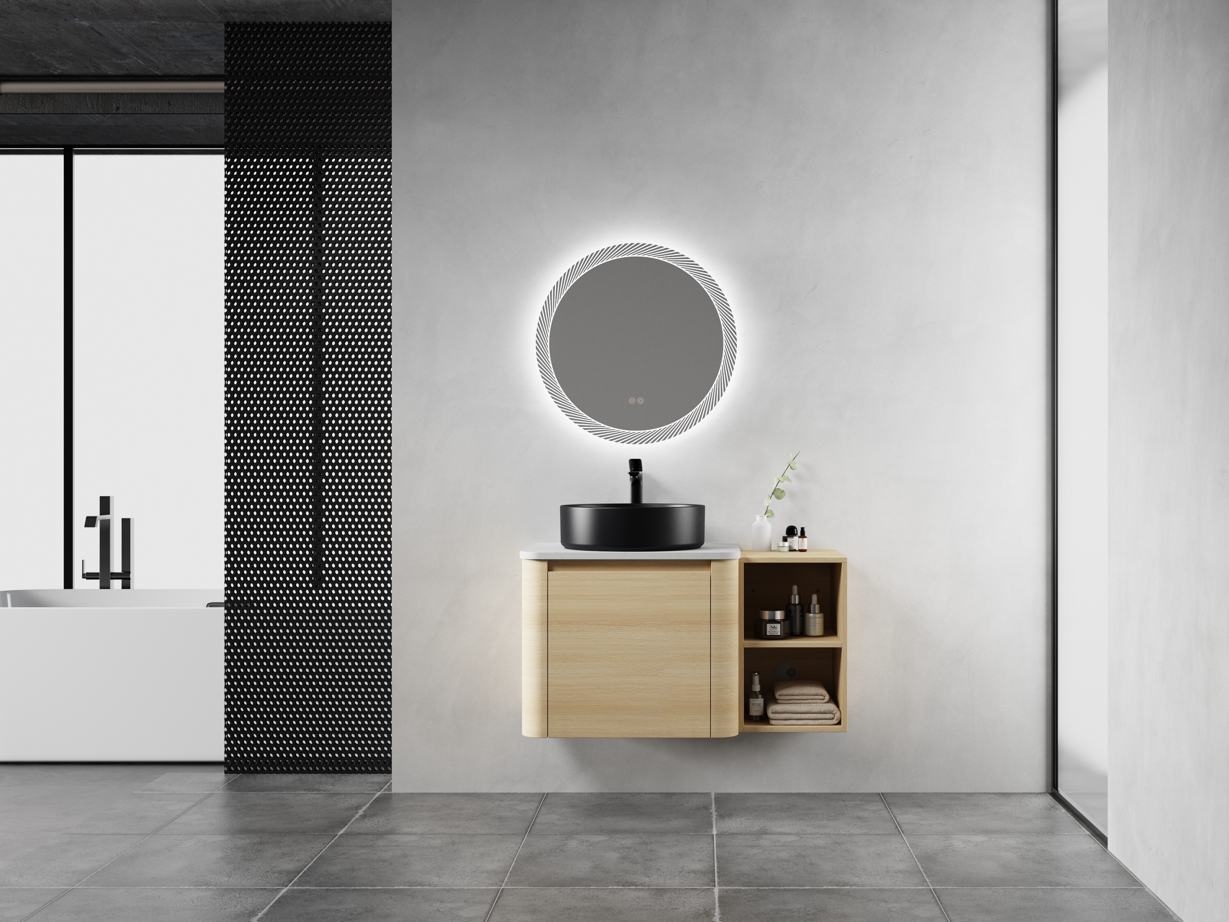 36'' Wall-Mounted black Bathroom Vanity With Ceramic Art Sink, and Storage Shelves, Soft-Close Door, KD-Packing, Plywood