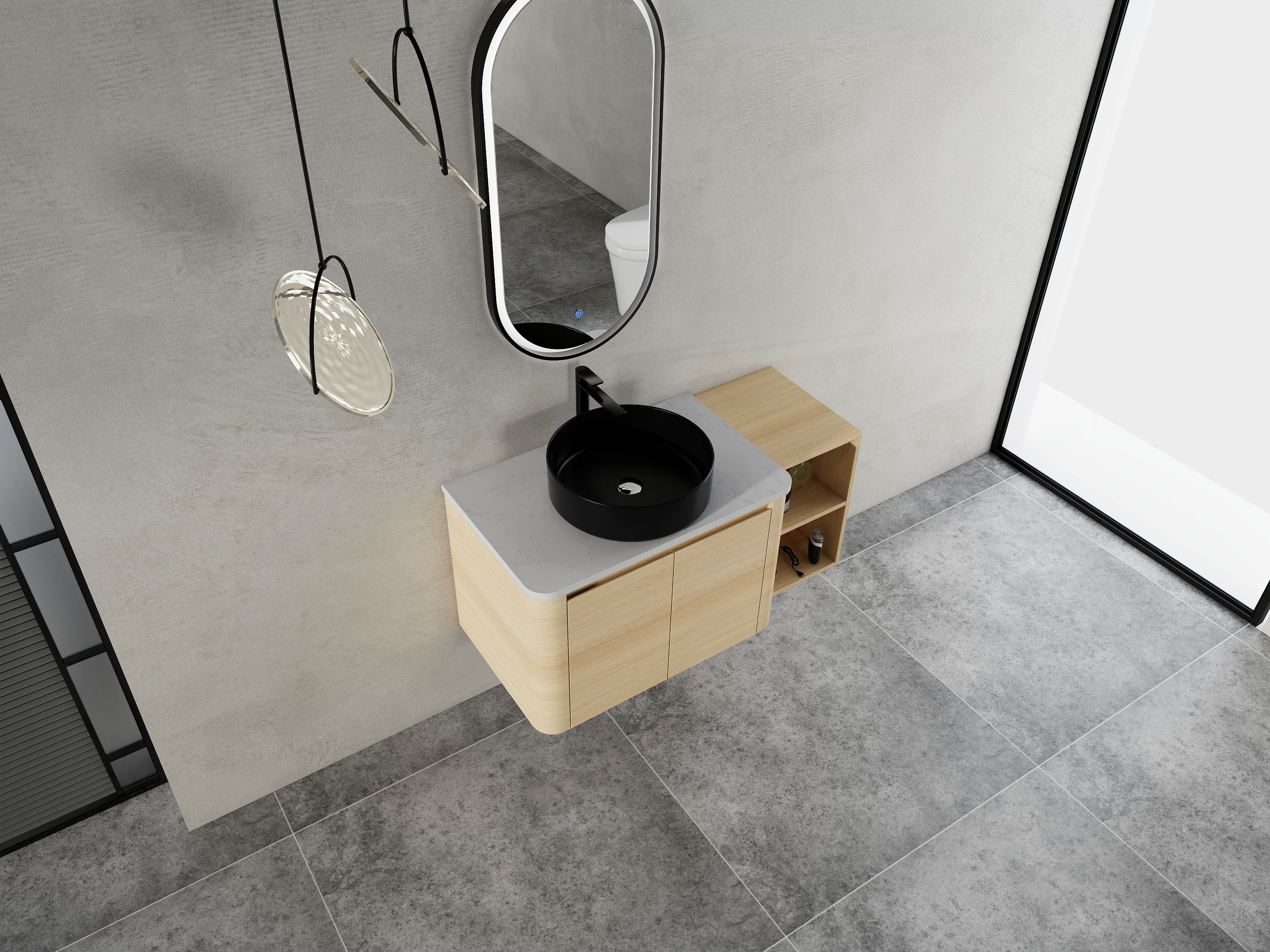 42'' Wall-Mounted black Bathroom Vanity With Ceramic Art Sink, and 1-Storage Shelves, 2-Soft-Close Door, KD-Packing, Plywood