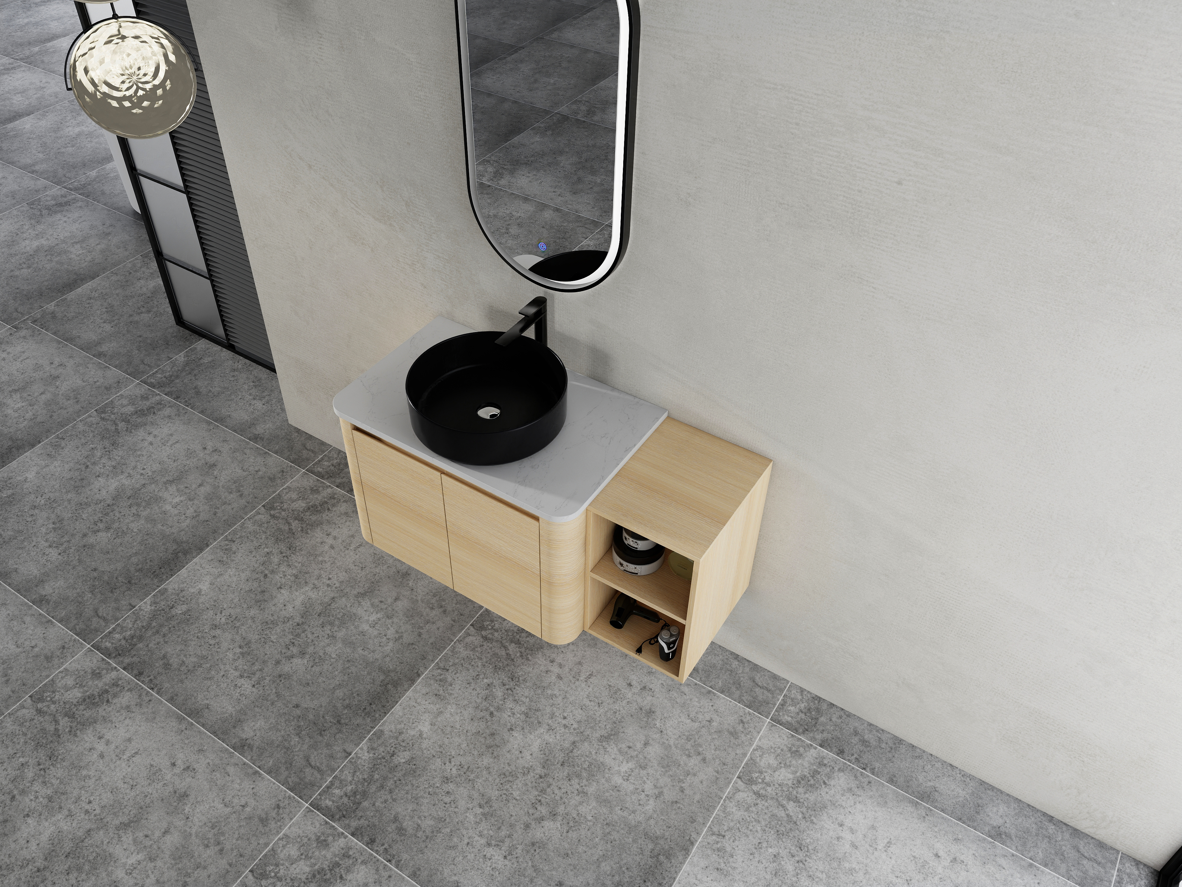 42'' Wall-Mounted black Bathroom Vanity With Ceramic Art Sink, and 1-Storage Shelves, 2-Soft-Close Door, KD-Packing, Plywood
