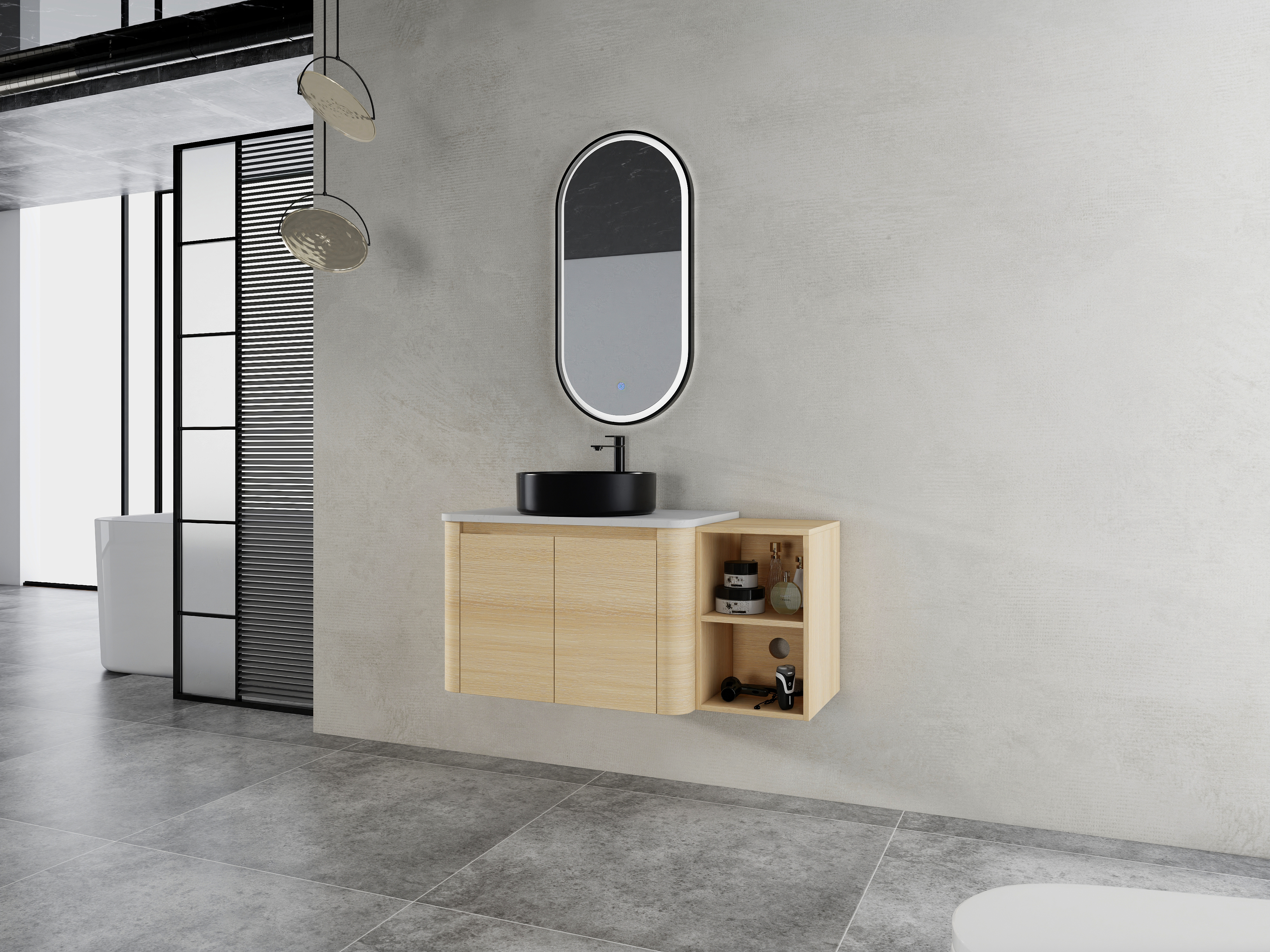 42'' Wall-Mounted black Bathroom Vanity With Ceramic Art Sink, and 1-Storage Shelves, 2-Soft-Close Door, KD-Packing, Plywood