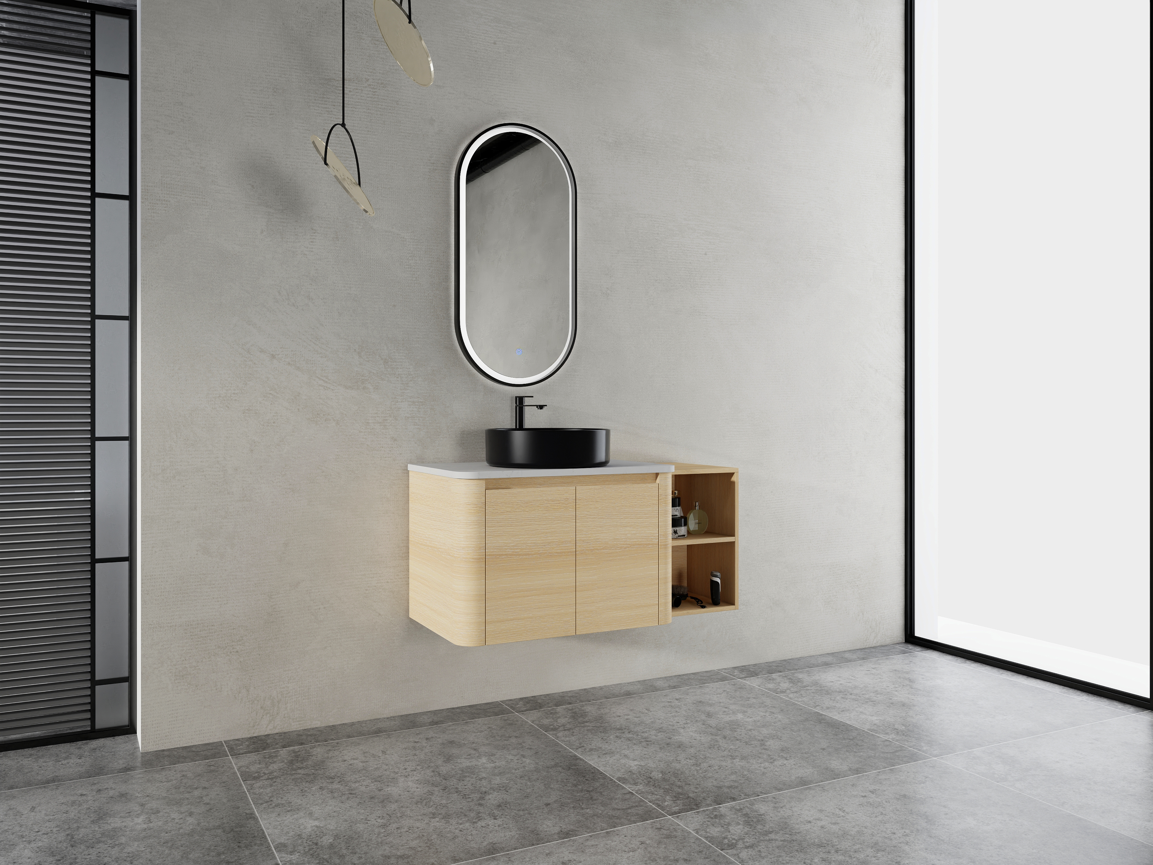 42'' Wall-Mounted black Bathroom Vanity With Ceramic Art Sink, and 1-Storage Shelves, 2-Soft-Close Door, KD-Packing, Plywood
