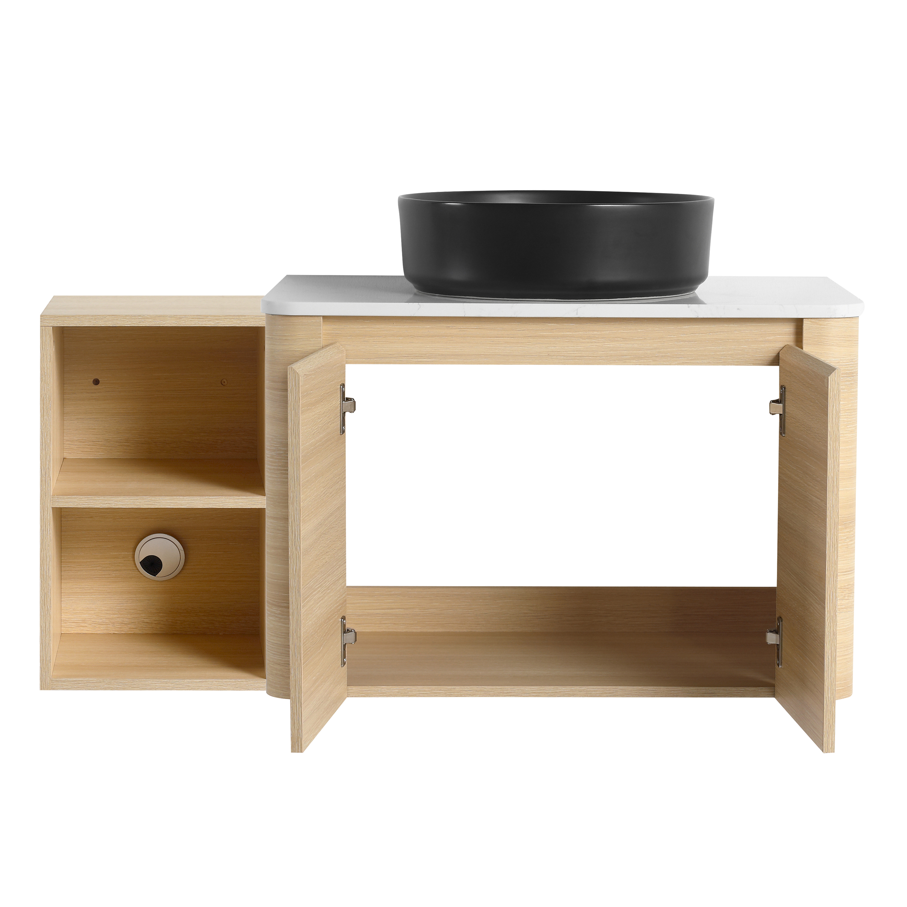 42'' Wall-Mounted black Bathroom Vanity With Ceramic Art Sink, and 1-Storage Shelves, 2-Soft-Close Door, KD-Packing, Plywood