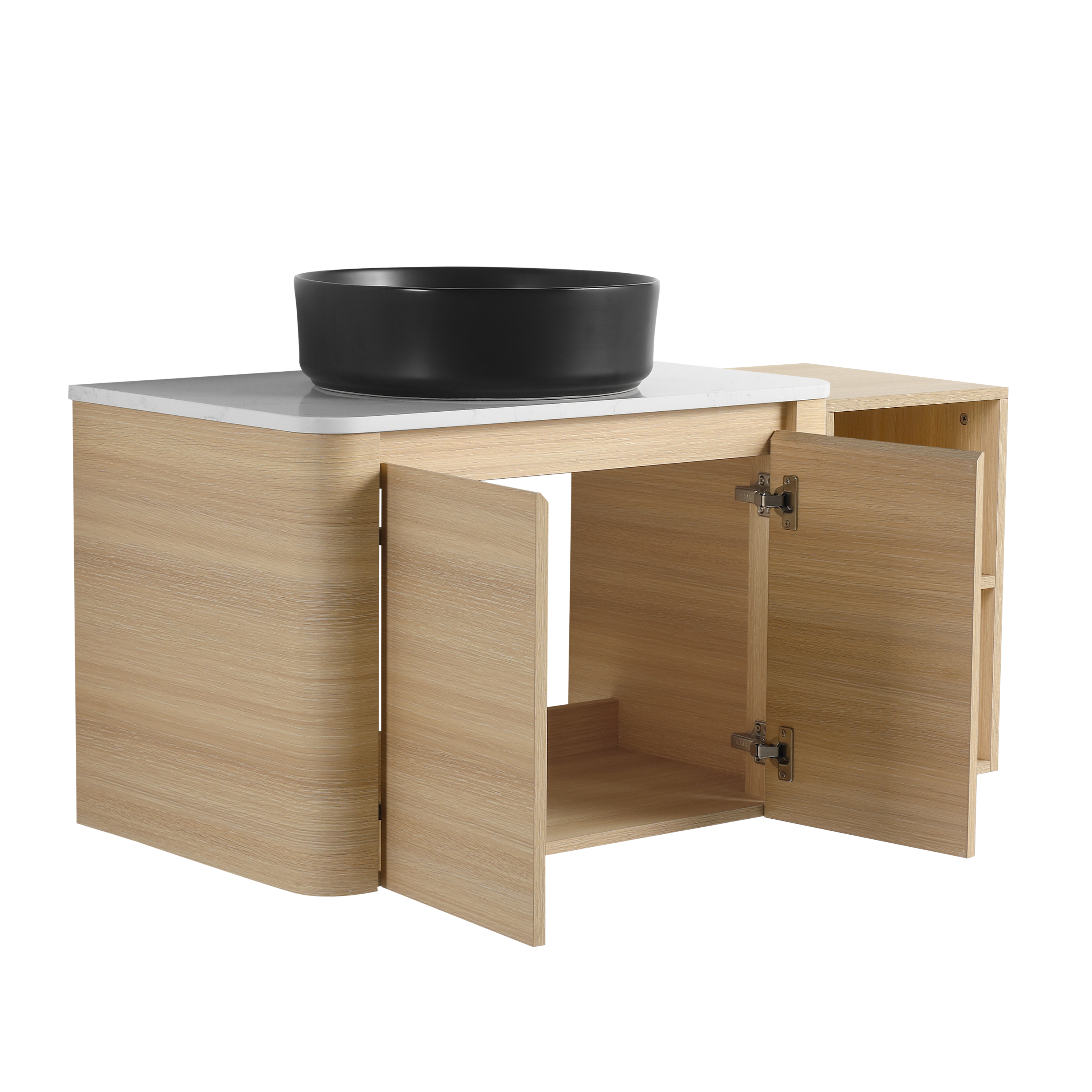 42'' Wall-Mounted black Bathroom Vanity With Ceramic Art Sink, and 1-Storage Shelves, 2-Soft-Close Door, KD-Packing, Plywood