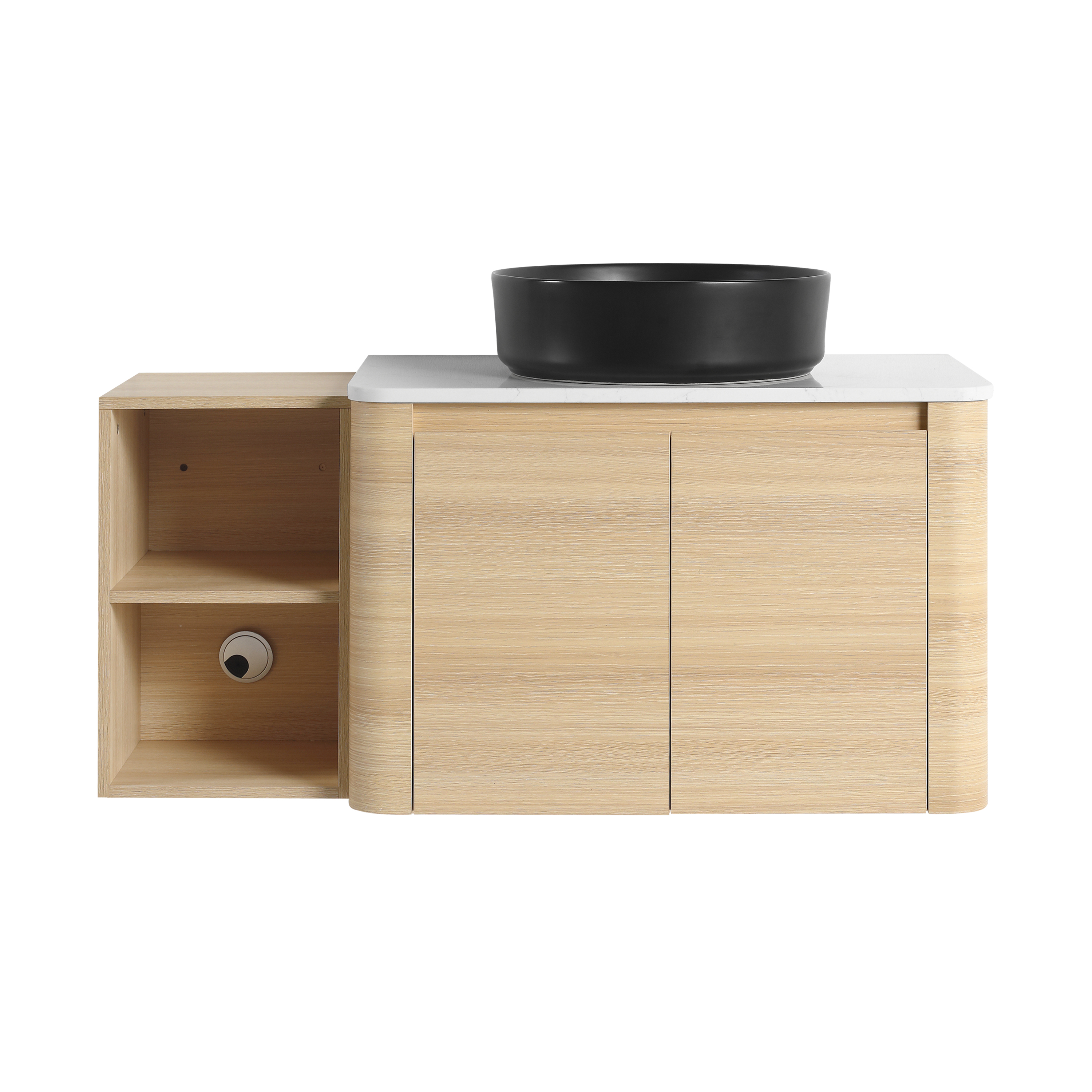 42'' Wall-Mounted black Bathroom Vanity With Ceramic Art Sink, and 1-Storage Shelves, 2-Soft-Close Door, KD-Packing, Plywood
