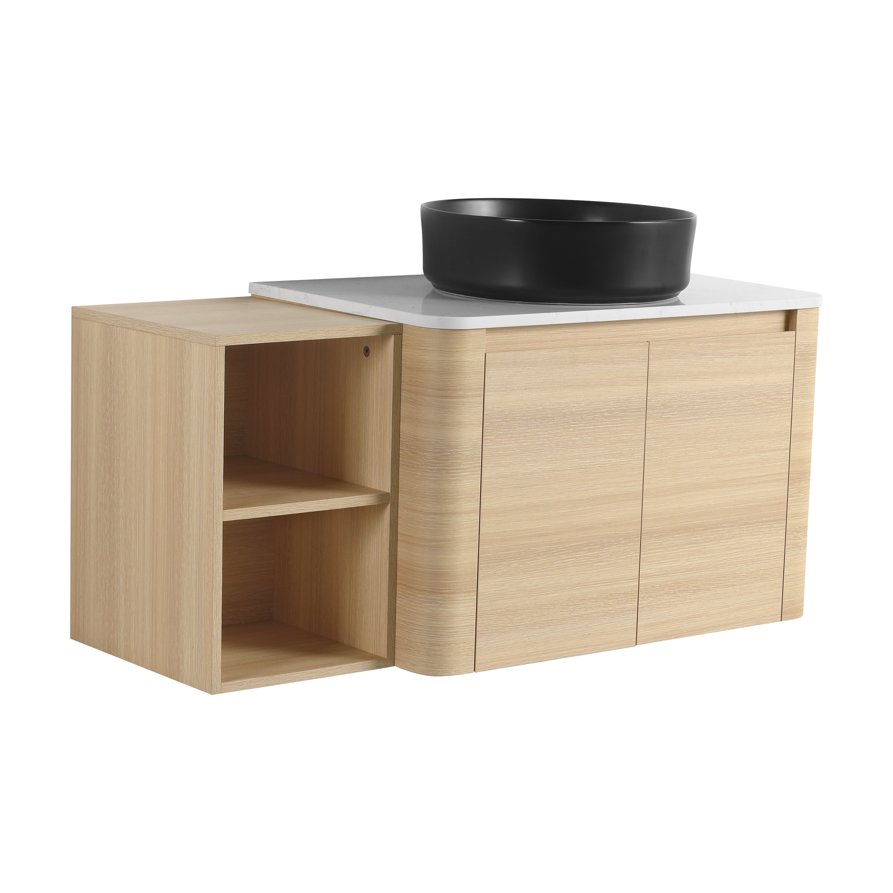 42'' Wall-Mounted black Bathroom Vanity With Ceramic Art Sink, and 1-Storage Shelves, 2-Soft-Close Door, KD-Packing, Plywood