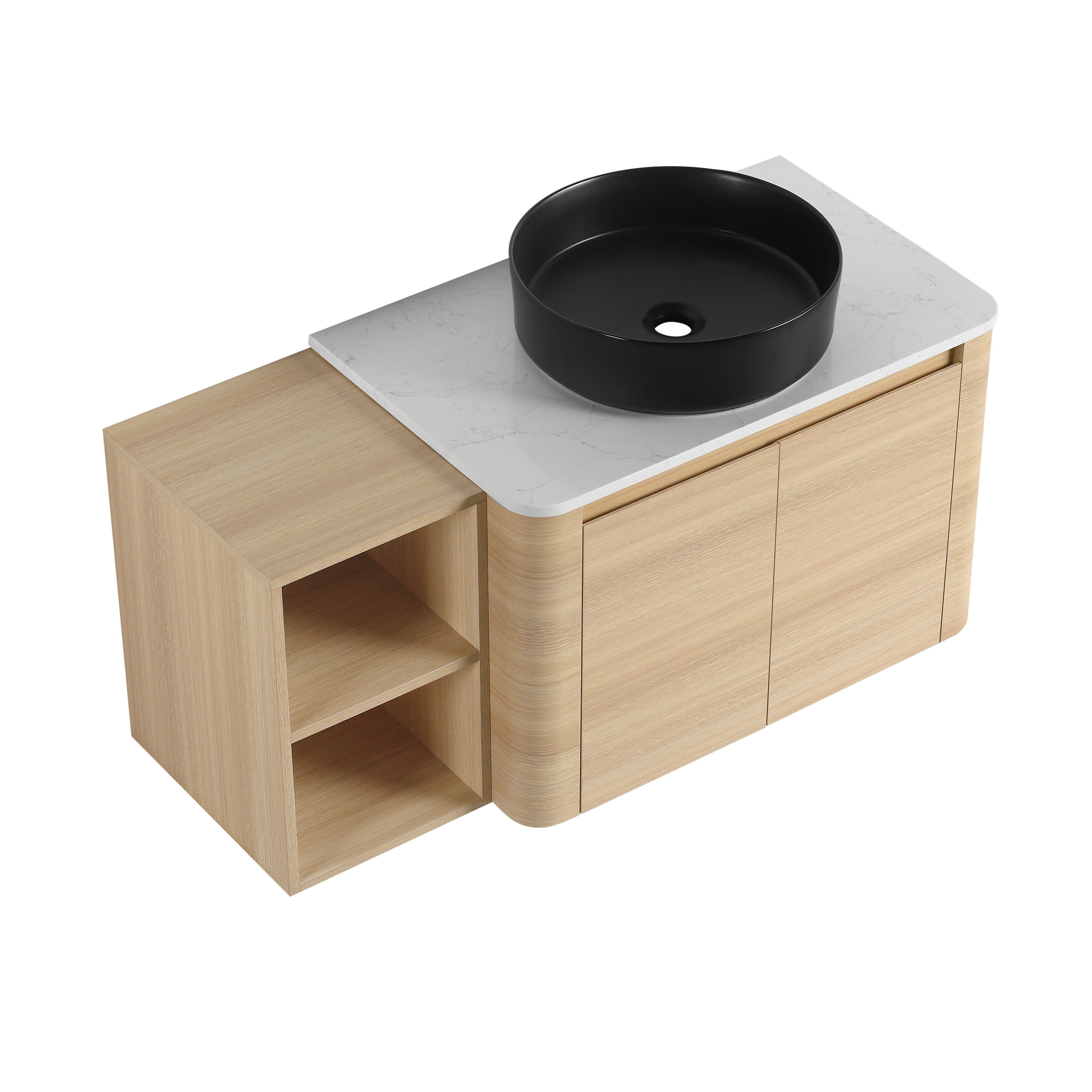 42'' Wall-Mounted black Bathroom Vanity With Ceramic Art Sink, and 1-Storage Shelves, 2-Soft-Close Door, KD-Packing, Plywood