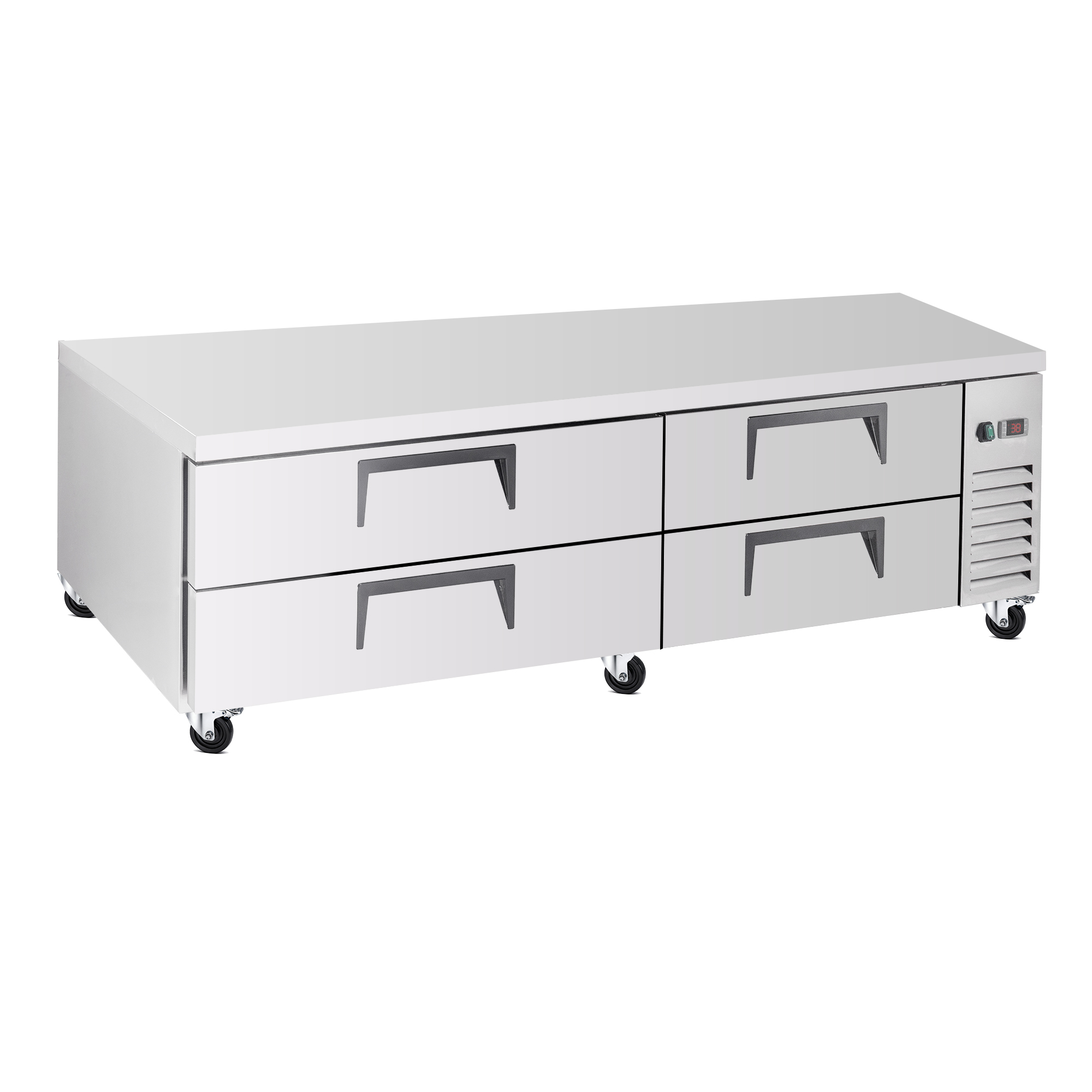 84 " Refrigerated Chef Base 4 Drawer Undercounter Refrigerator 19.1 Cu Ft R290 Ventilated Cooling
