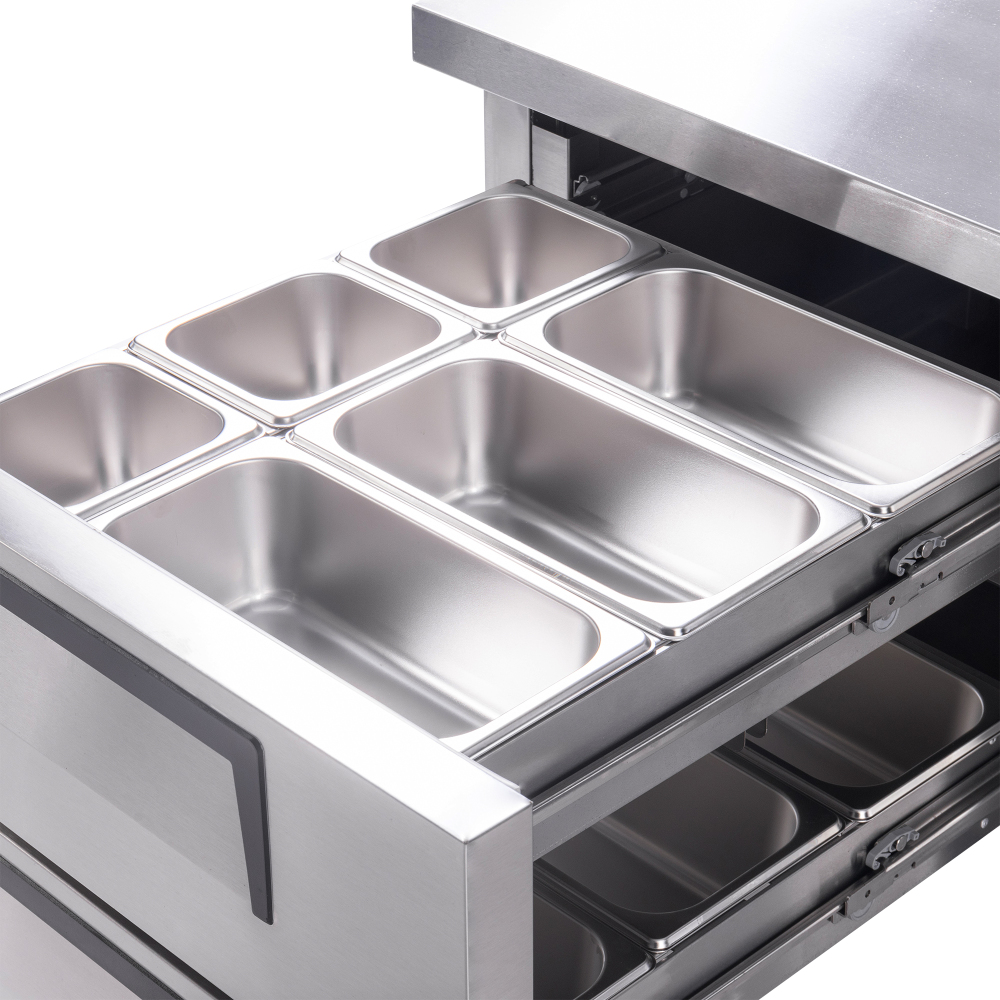 36 Inch Refrigerated Chef Base 2 Drawer Undercounter Refrigerator 6.5 Cu Ft 33 41F Ventilated Cooling R290