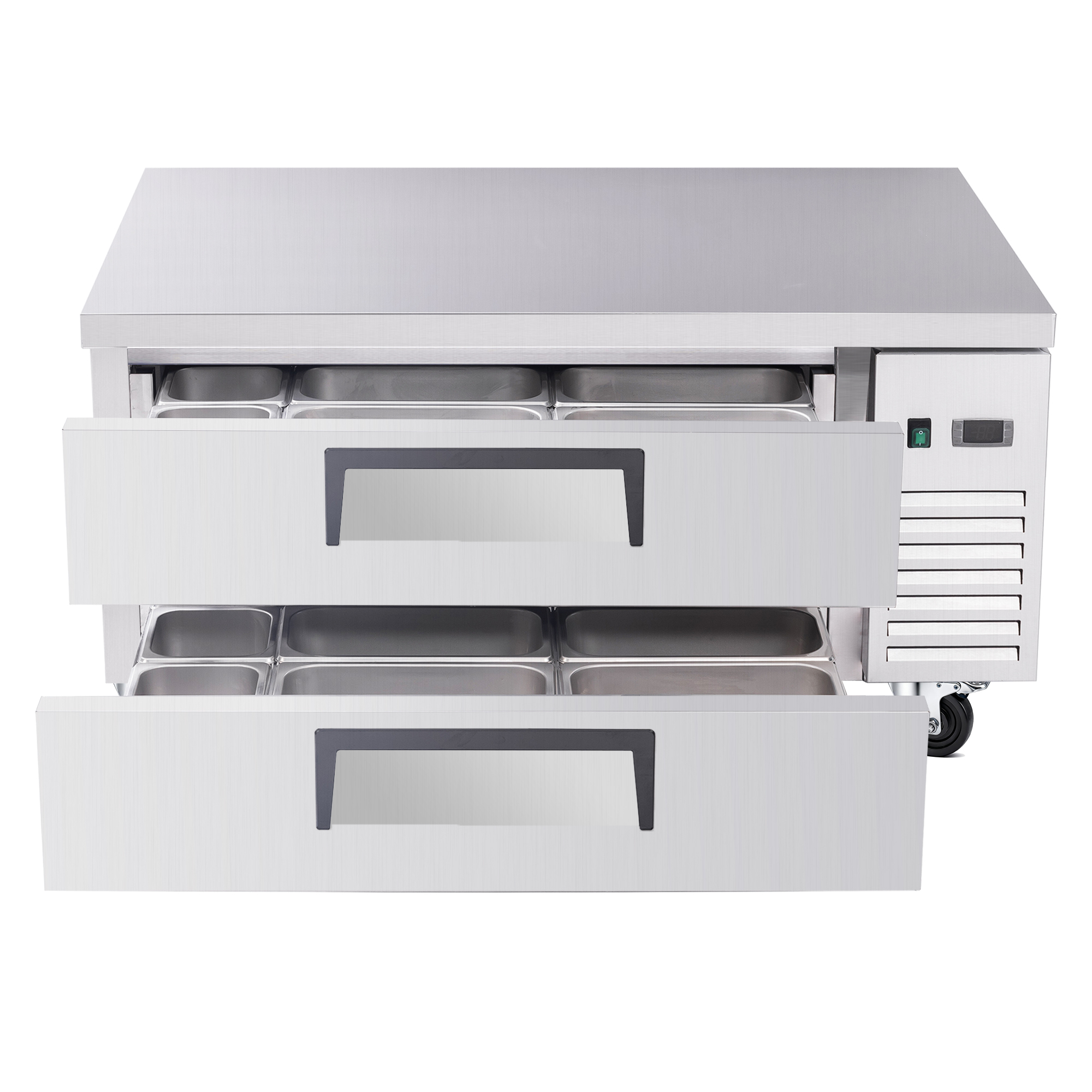 48" Refrigerated Chef Base 2 Drawer Undercounter Refrigerator 33 41F Ventilated Cooling