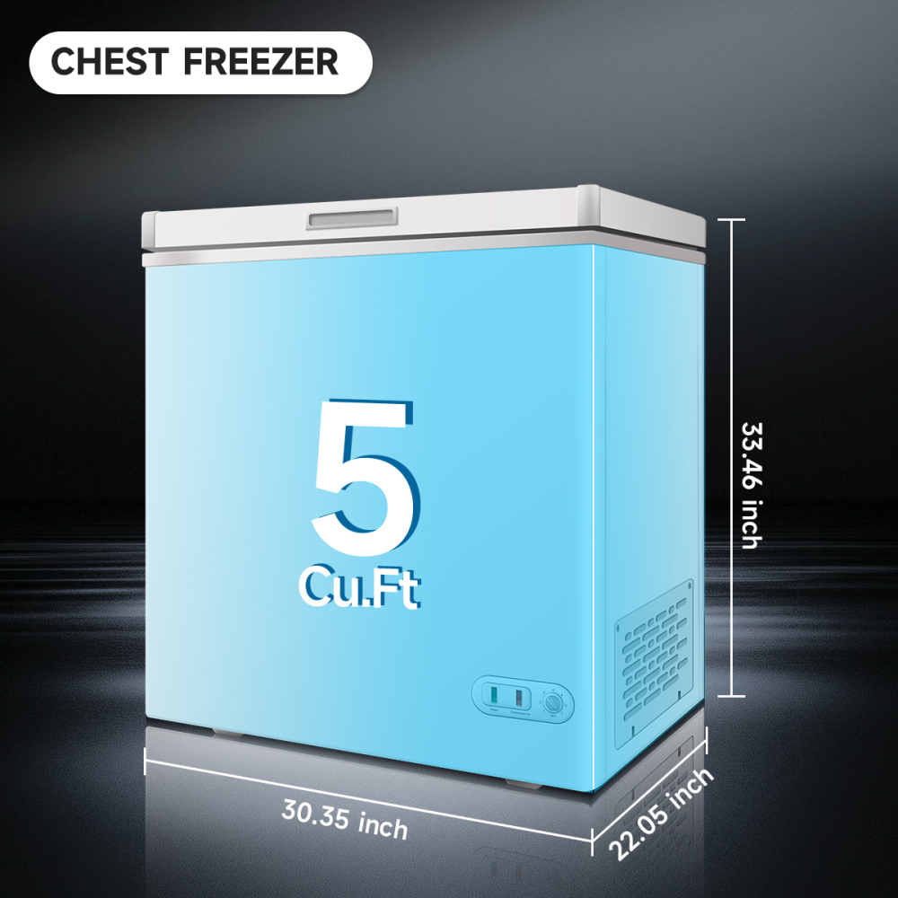 Chest Freezer 5.0 Cu.ft Solid Top Commercial Deep Chest Freezers with Lockable Stay-Open Lid Painted for Back-of-House Bulk Storage
