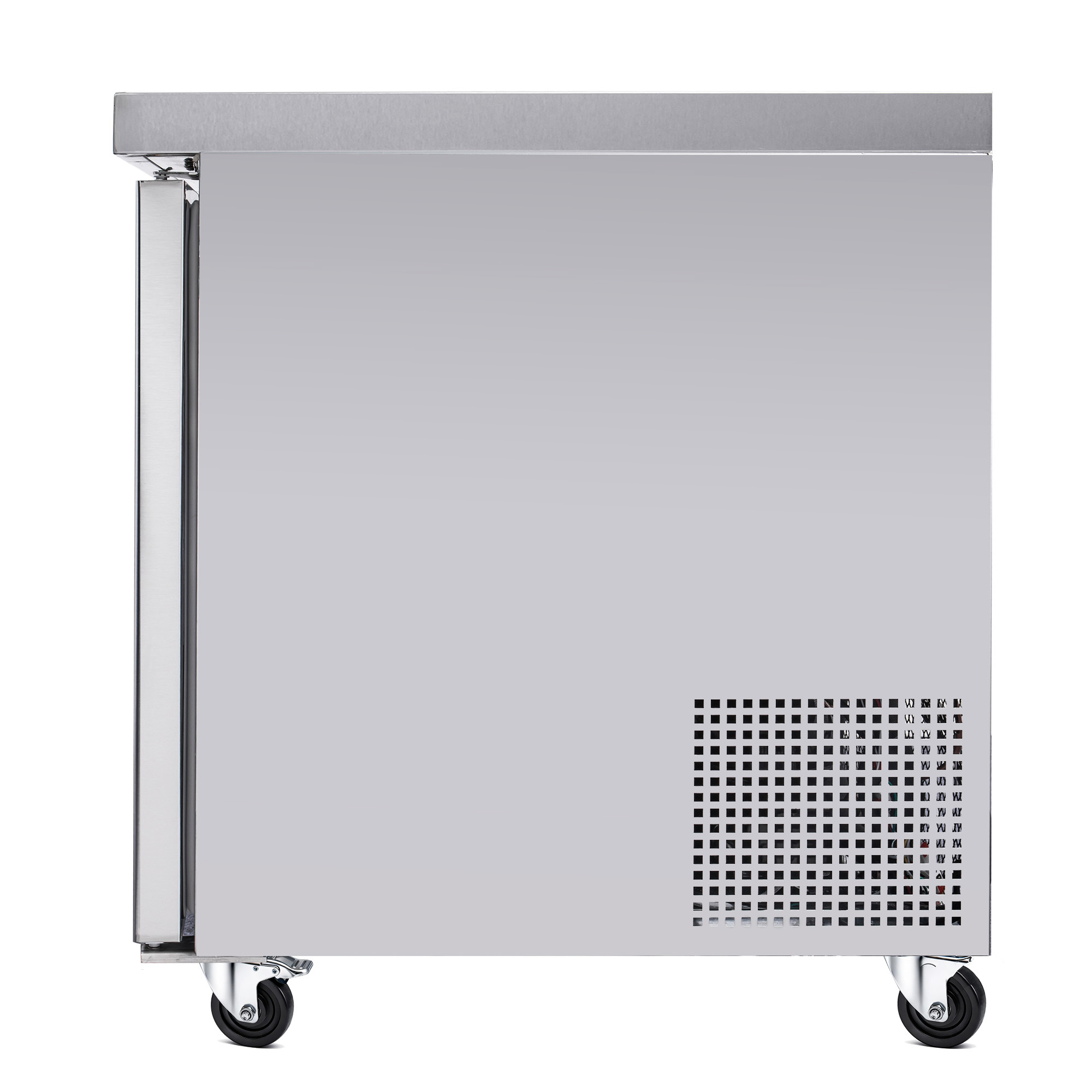 28" Commercial Worktop Refrigerator, 6.8 Cu.ft Single Door Stainless Steel Prep Table Fridge, R290 Undercounter Refrigerator with Casters