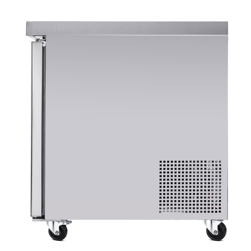 28" Commercial Worktop Refrigerator, 6.8 Cu.ft Single Door Stainless Steel Prep Table Fridge, R290 Undercounter Refrigerator with Casters