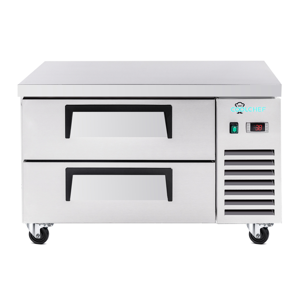 36 Inch Refrigerated Chef Base 2 Drawer Undercounter Refrigerator 6.5 Cu Ft 33 41F Ventilated Cooling R290