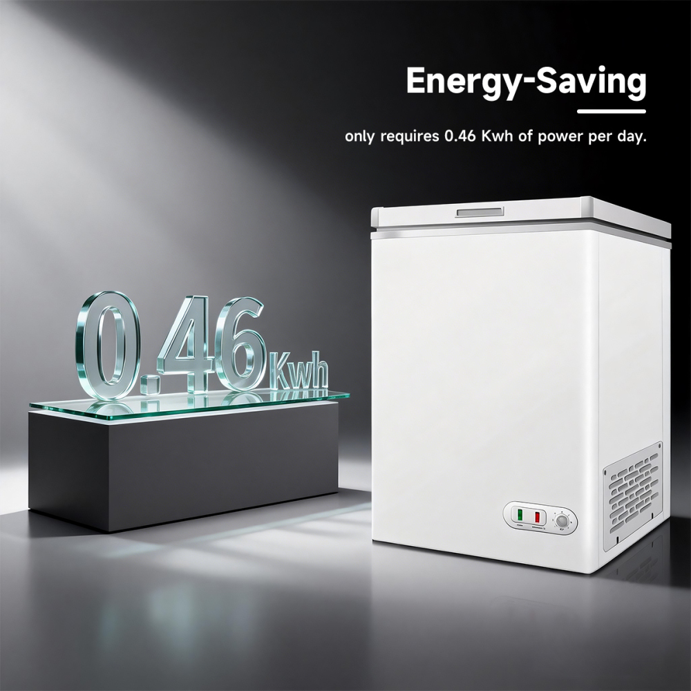 Chest Freezer 3.0 Cu.ft Solid Top Commercial Deep Chest Freezers with Lockable Stay-Open Lid Painted for Back-of-House Bulk Storage