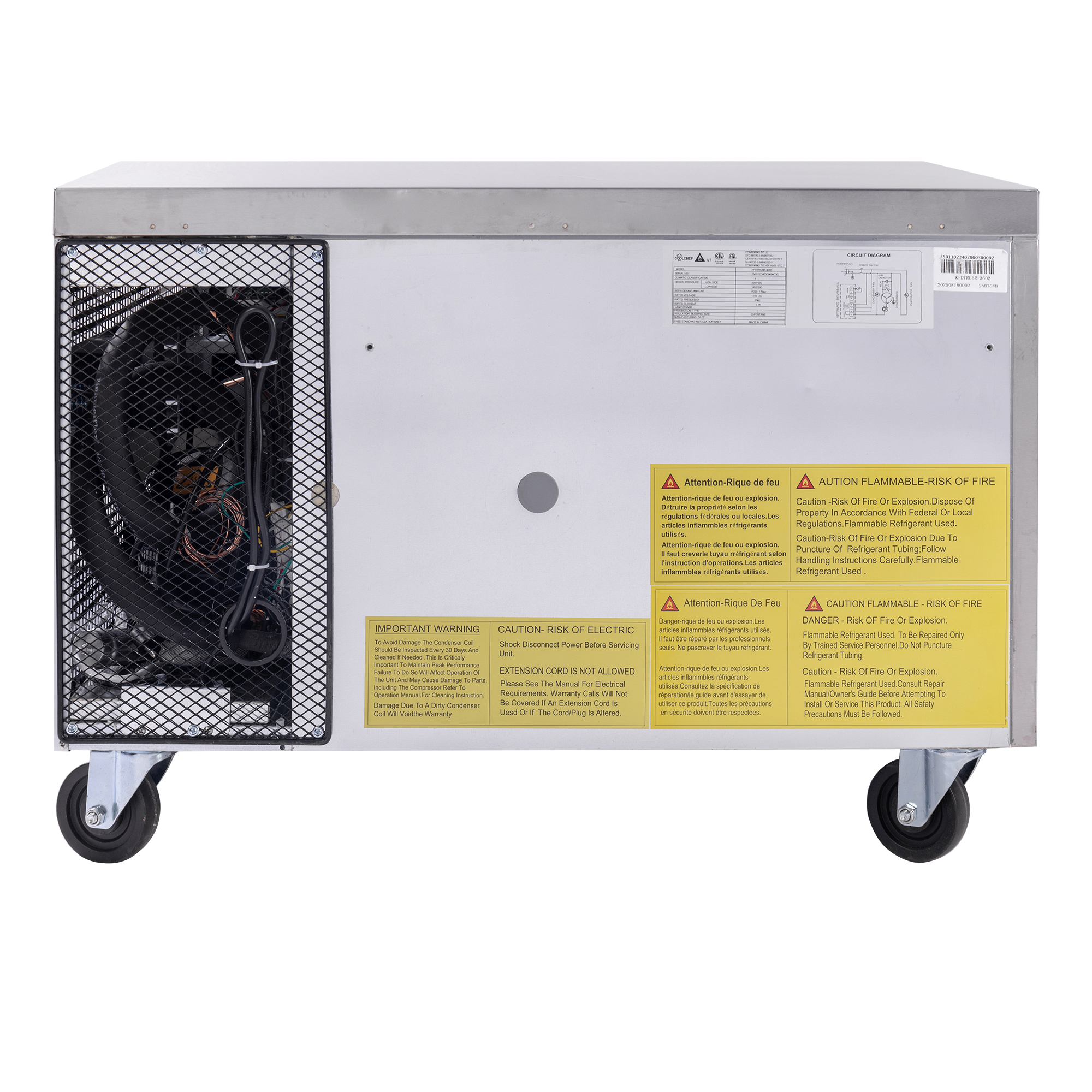 36 Inch Refrigerated Chef Base 2 Drawer Undercounter Refrigerator 6.5 Cu Ft 33 41F Ventilated Cooling R290