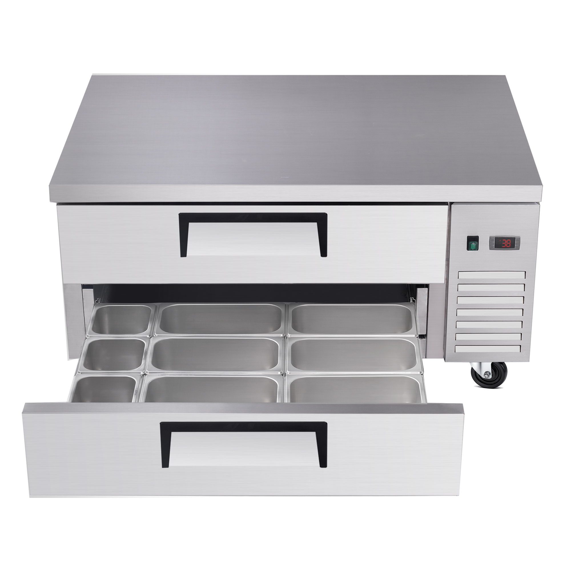 48" Refrigerated Chef Base 2 Drawer Undercounter Refrigerator 33 41F Ventilated Cooling