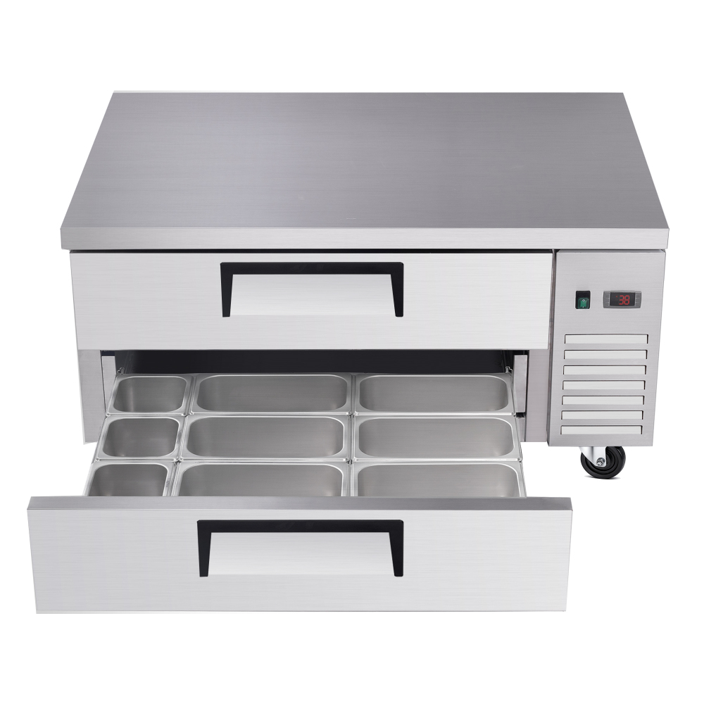 48" Refrigerated Chef Base 2 Drawer Undercounter Refrigerator 33 41F Ventilated Cooling