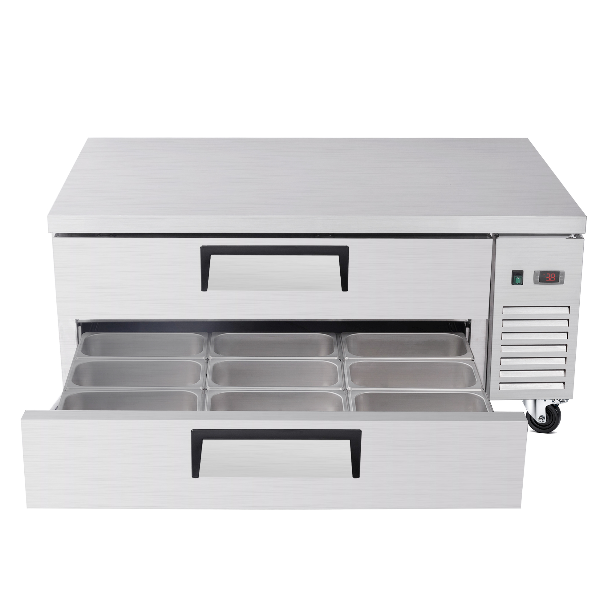 52 " Refrigerated Chef Base 2 Drawer Undercounter Refrigerator 10.5 Cu Ft 33 41F Ventilated Cooling R290 ETL DOE