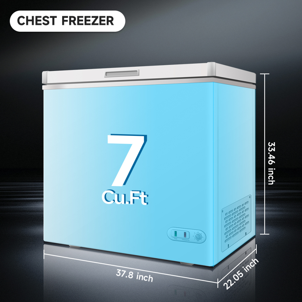 Chest Freezer 7.0 Cu.ft Solid Top Commercial Deep Chest Freezers with Lockable Stay-Open Lid Painted for Back-of-House Bulk Storage