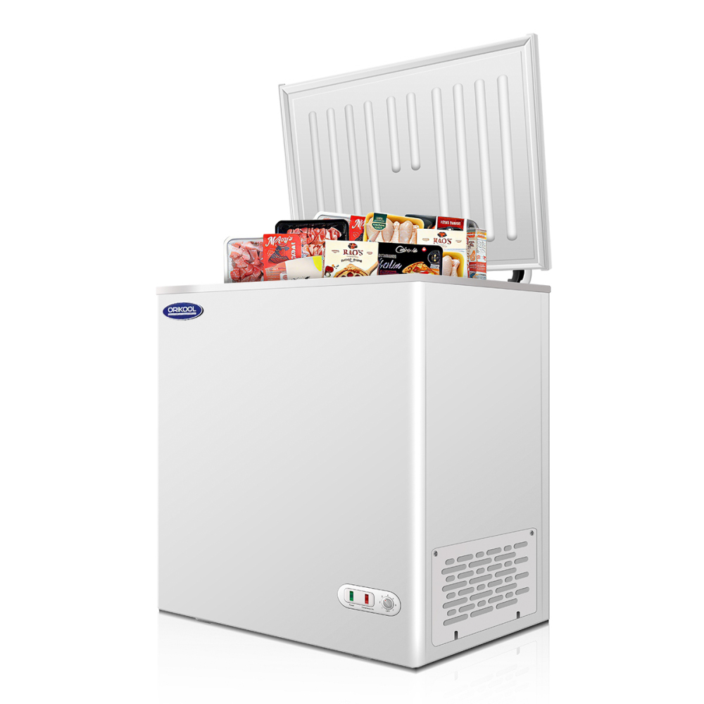 Chest Freezer 5.0 Cu.ft Solid Top Commercial Deep Chest Freezers with Lockable Stay-Open Lid Painted for Back-of-House Bulk Storage