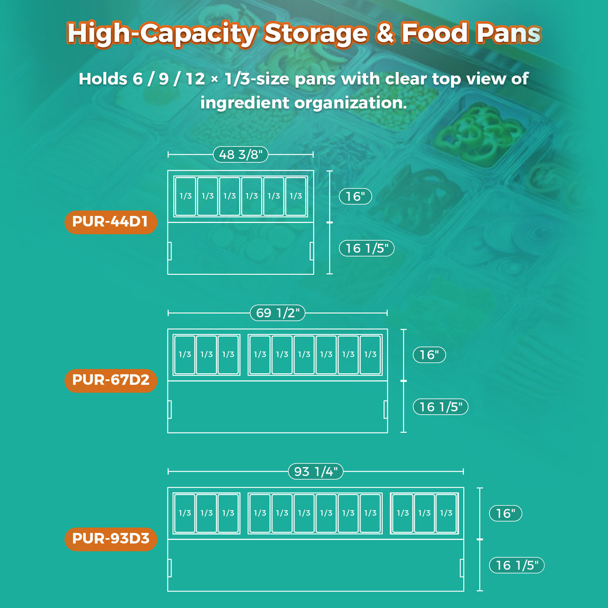 48" Stainless Steel Pizza Prep Table with Refrigerated Base, NSF & ETL Certified, R290 Refrigerant, Digital Temperature Control, Removable Salad Bar Cover, 50mm Insulation – Commercial Kitchen Equipme